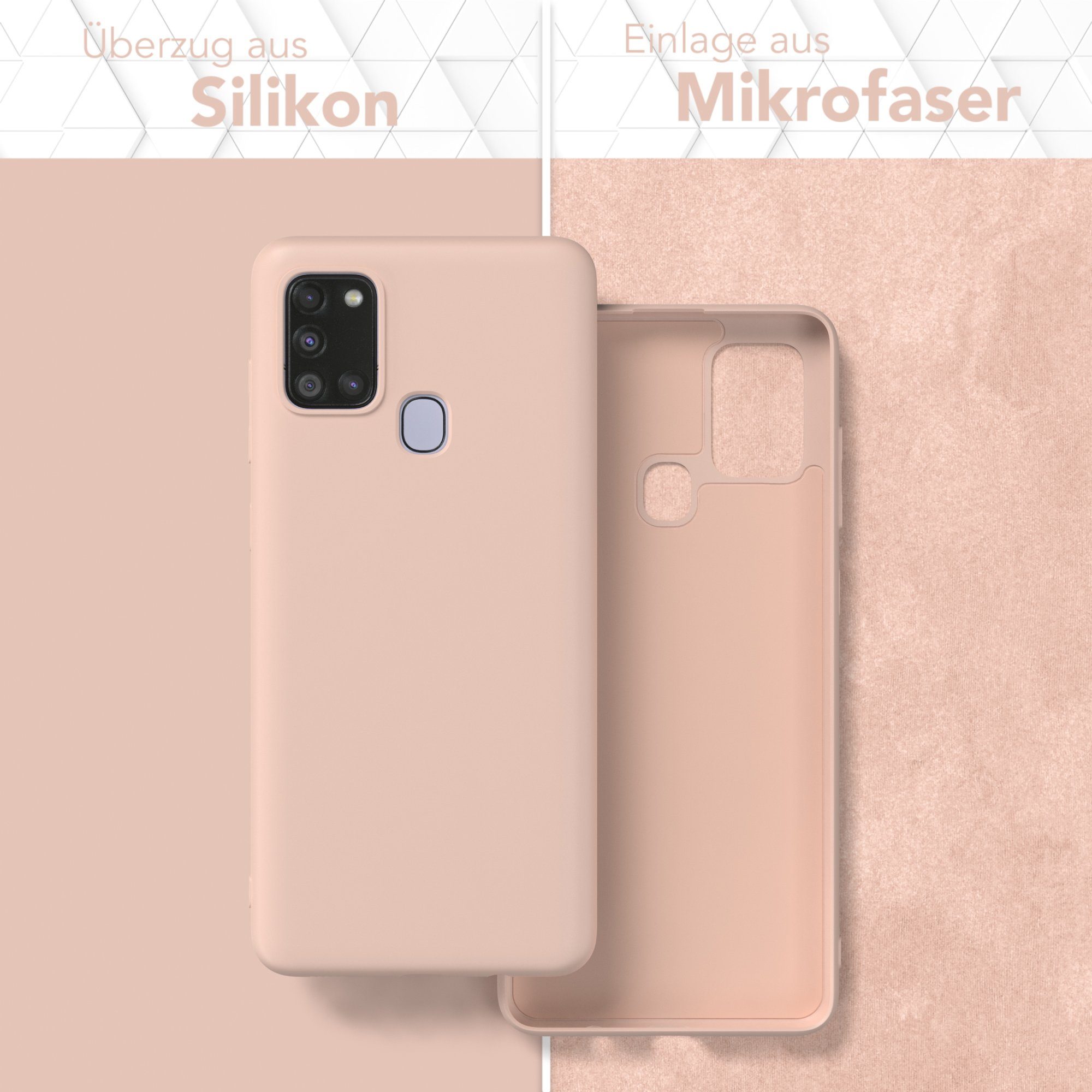 EAZY CASE Handyhülle für Samsung Galaxy A21s Hülle Silikon 6,5 Zoll, Silikon Schutzhülle mit Kameraschutz kratzfest bumper Rosa Altrosa