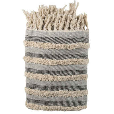 Wohndecke Clayre&Eef Decke vintage 1,25x1,50m Blau Baumwolle, Clayre & Eef, Mit Fransen