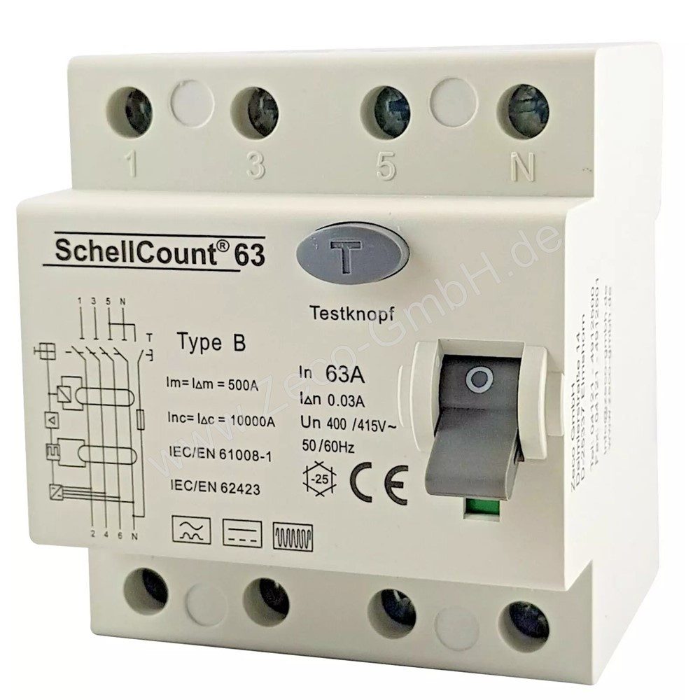Schellcount Schalter Schellcount63 Fehlerstromschutzschalter Typ B Allstromsensitiv