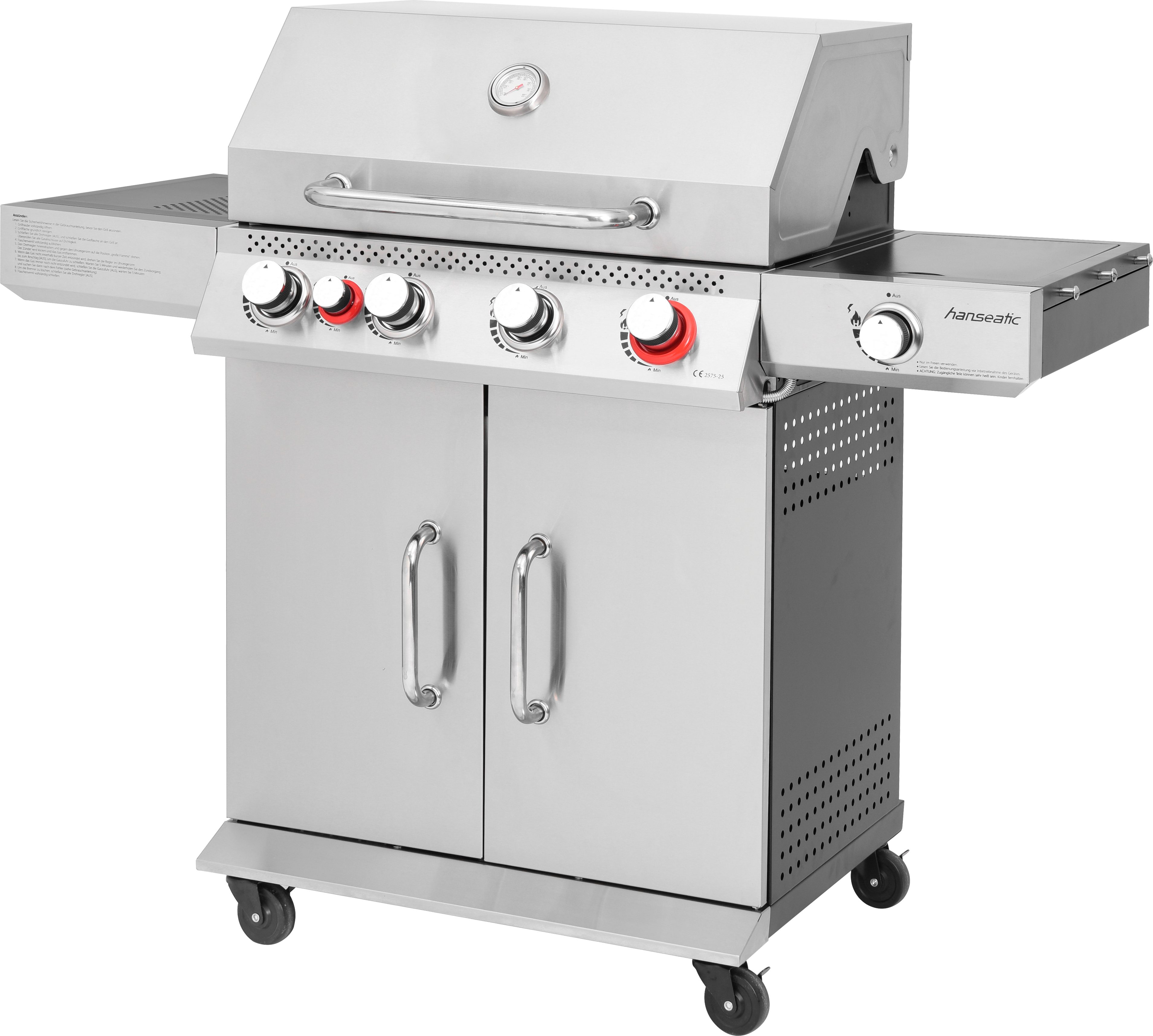 Hanseatic Gasgrill Memphis, 19 kW Gesamtleistung, Infrarot-Heckbrenner, Hochleistungs-Turbobrenner