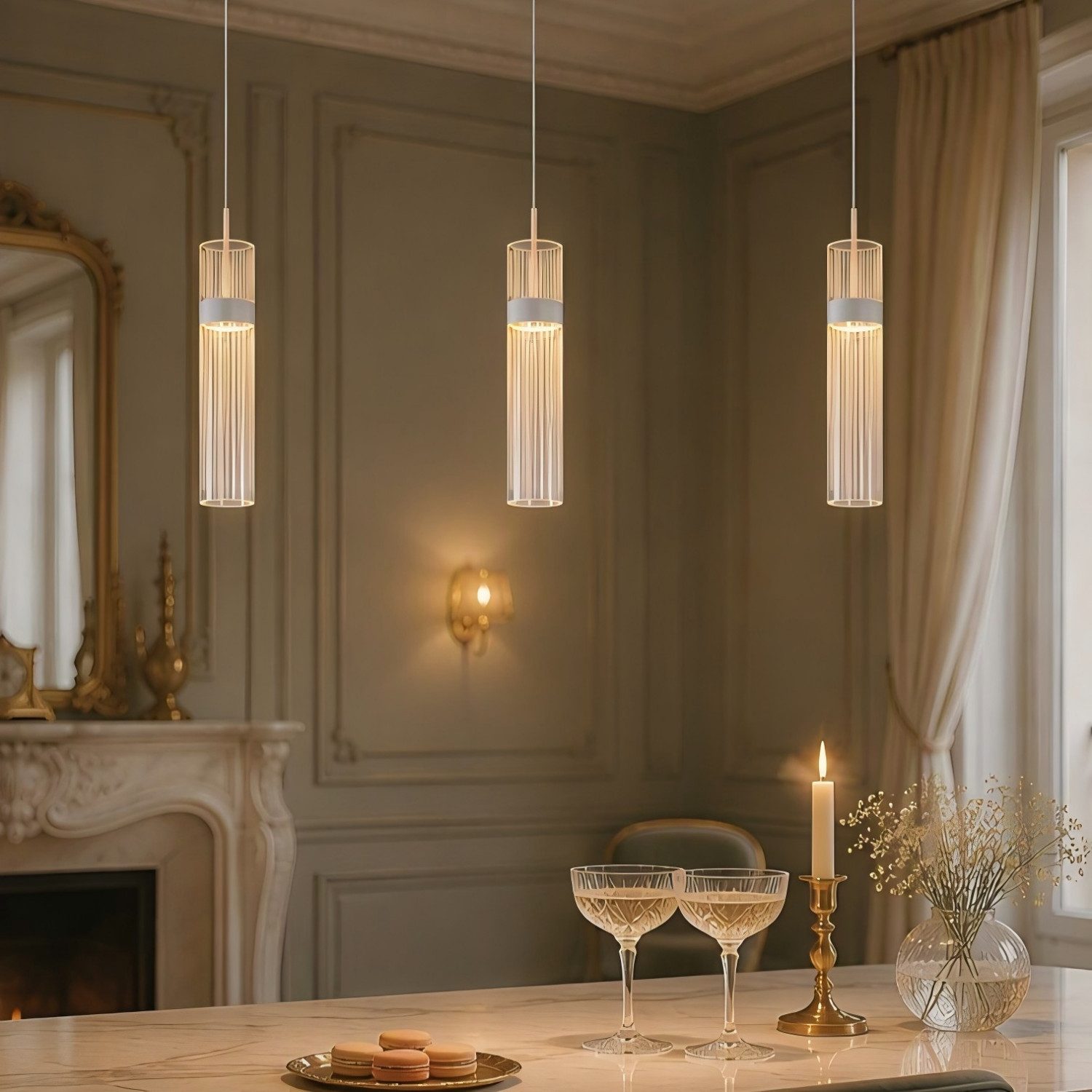 BlingBin LED Pendelleuchte Dimmbar 3-flammig 14 W 1400 lm, LED-Hängeleuchte, Acryl-Lampe Weiß, LED fest integriert, Kaltweiß, Neutralweiß, Warmweiß, Hängend Lampe für Wohnzimmer, Küche, Esszimmer, Kneipe