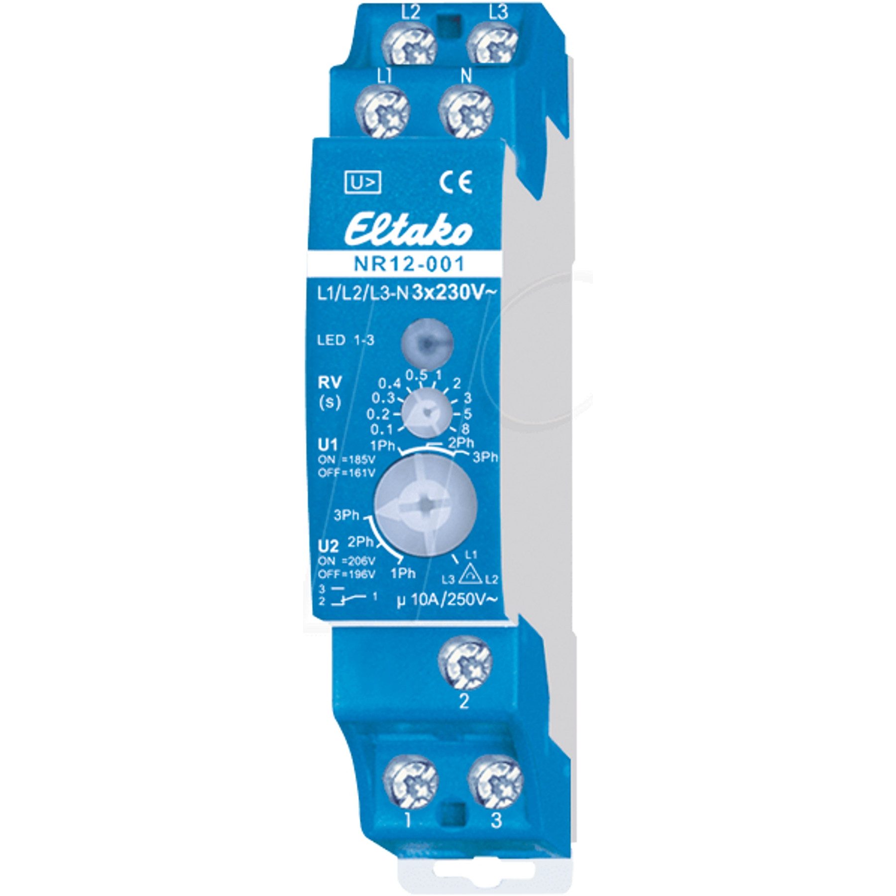 Eltako Sicherheitsrelais ELTAKO Netzüberwachungsrelais NR12-001-3X230V, 1 Wechsler, 10A