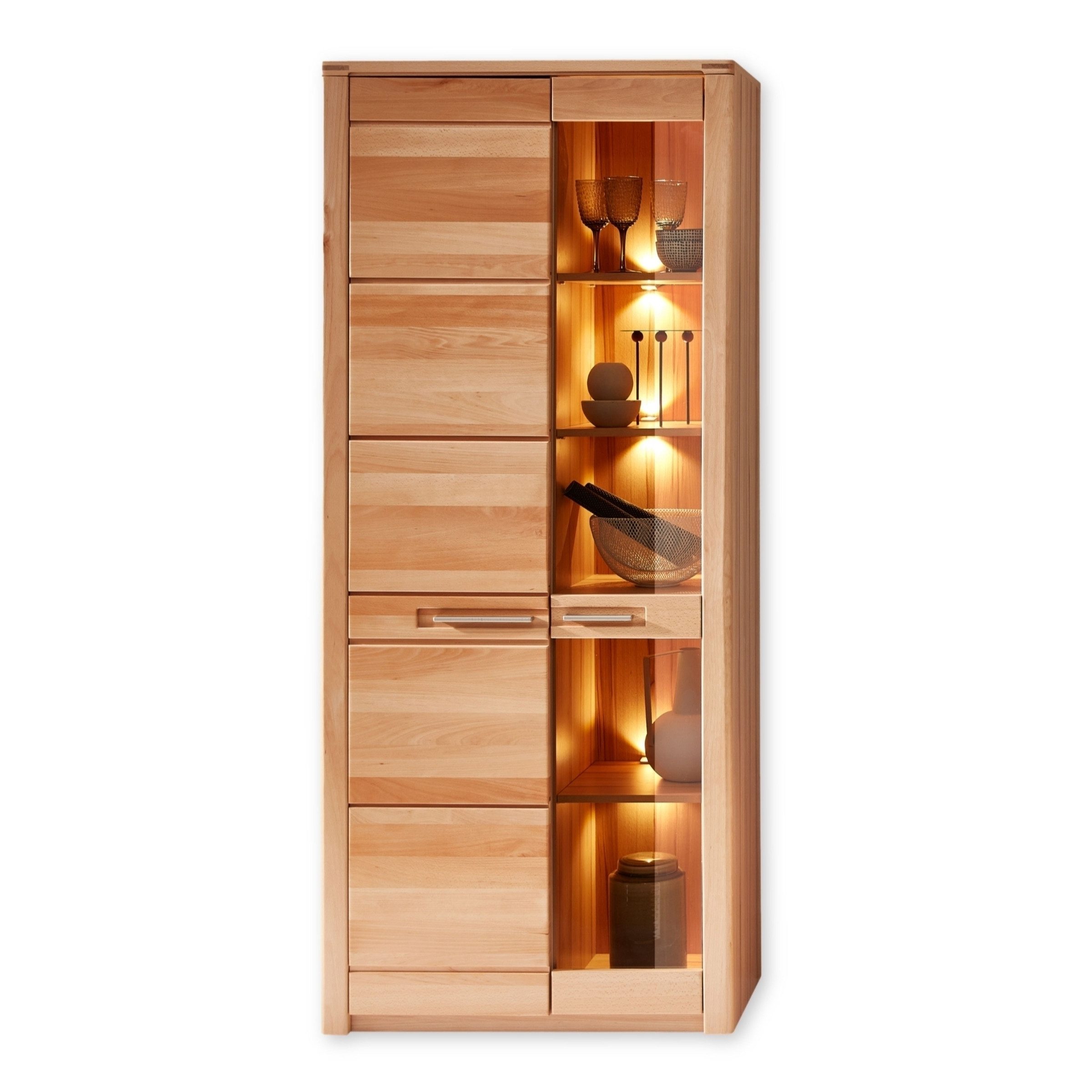 freiraum Wohnwand Nature One, (4-teilig), (4-teilig) Kernbuche teilmassiv - 350x203x45cm (BxHxT)