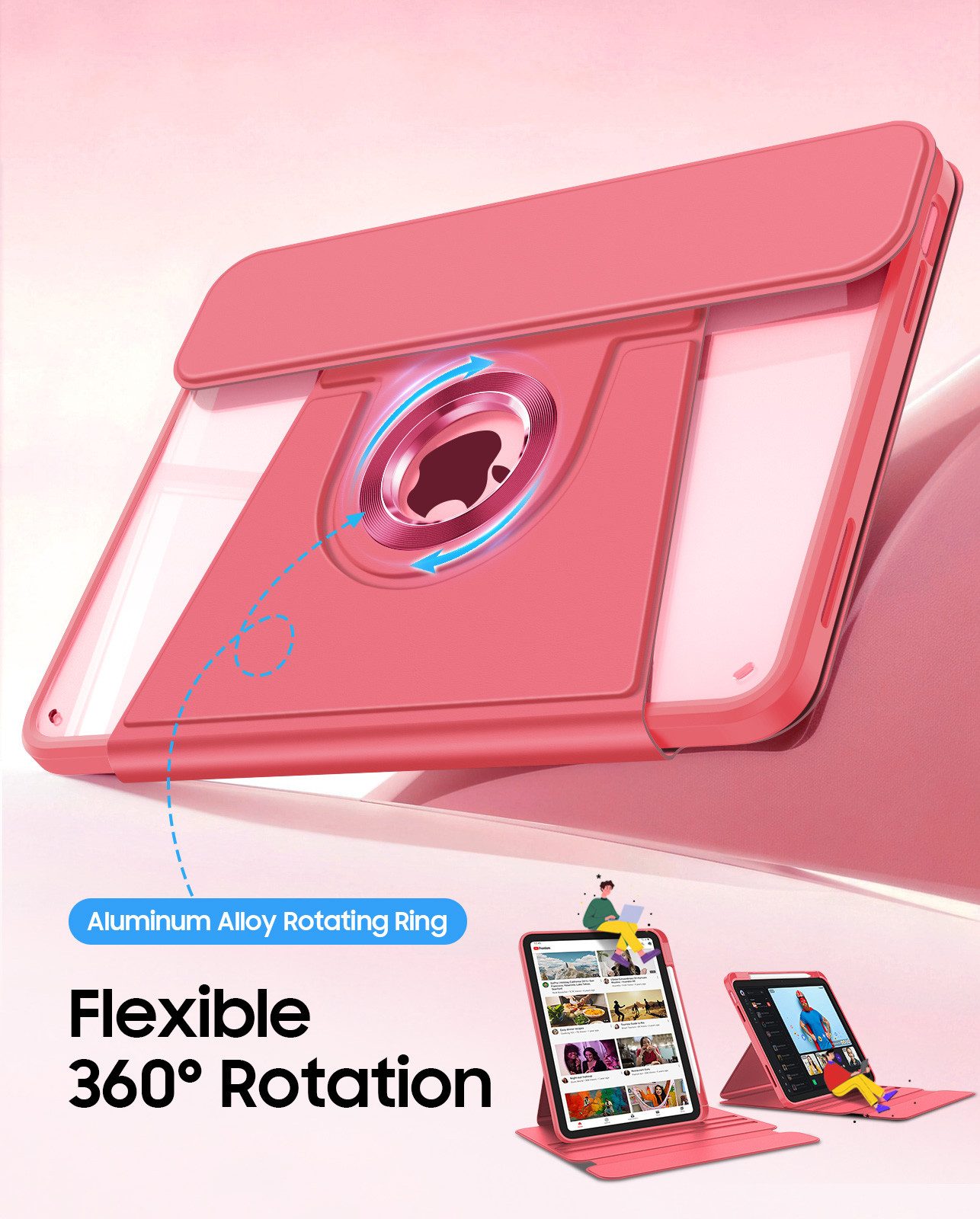 Fintie mit 360° drehbare Hülle für iPad A16 11/10. Generation 11/10,9 Zoll Tastatur (7-farbige Hintergrundbeleuchtung magnetisch Bluetooth-Tastatur)