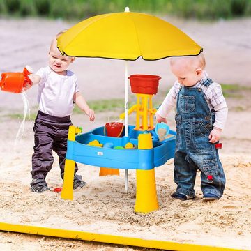 HOMCOM Sandkasten mit Sonnenschirm, (Babyspielzeug, 1-tlg., Strandspielzeug), für Wohnzimmer, Mehrfarbig