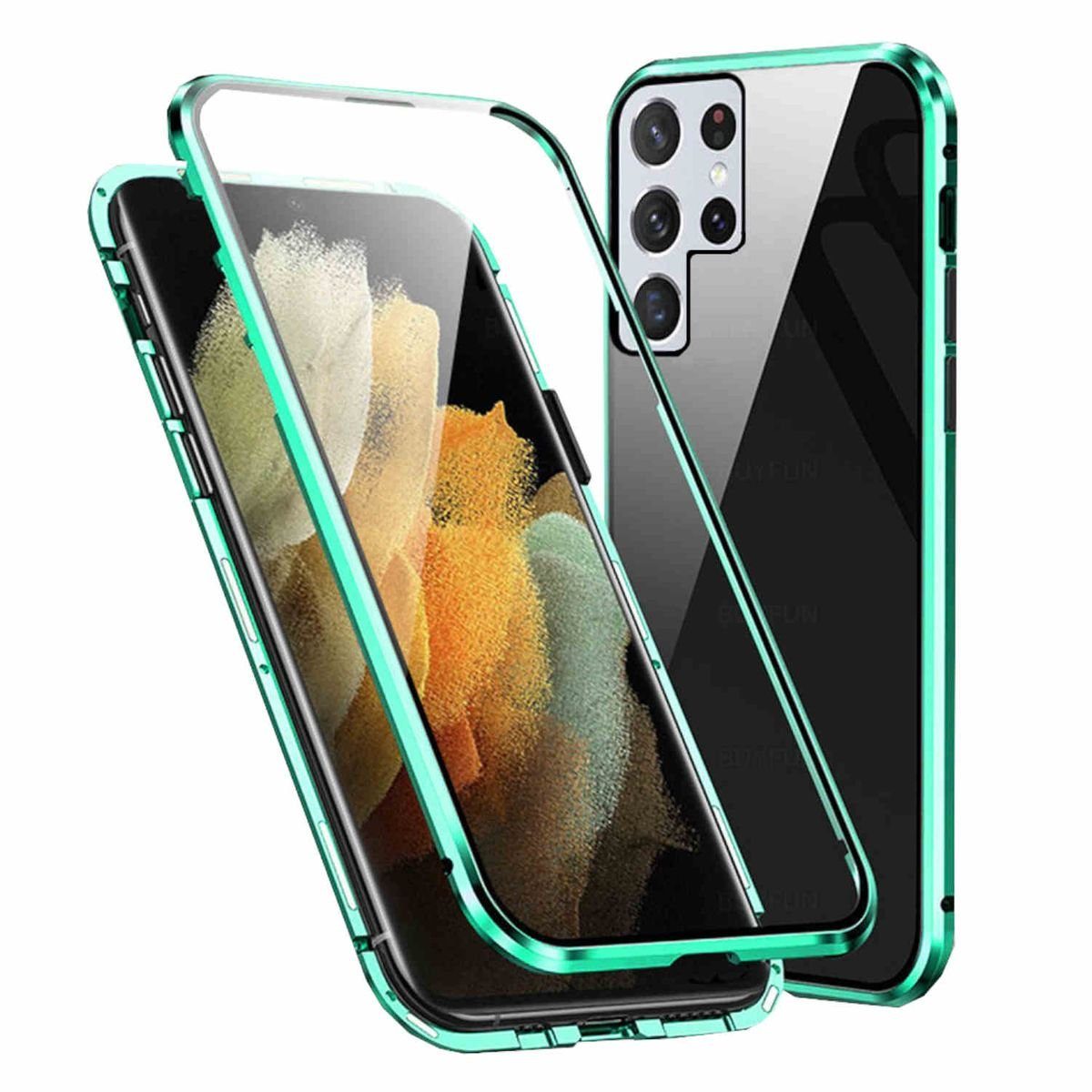 Wigento Handyhülle Beidseitiger 360 Grad / Glas Case Bumper für