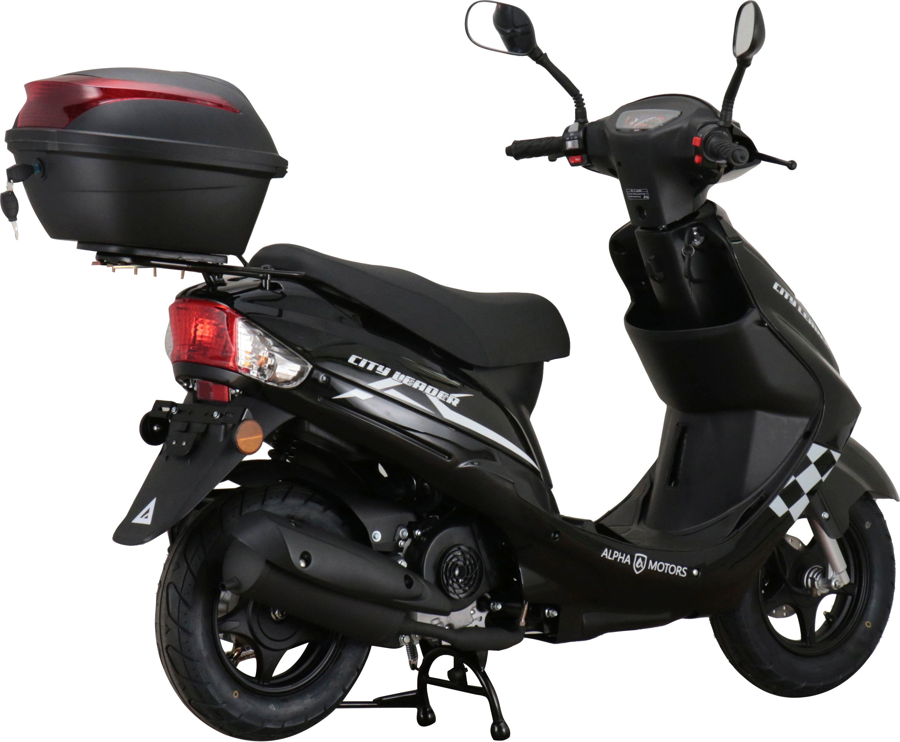 Alpha Motors Mofaroller schwarz 5, inkl. CityLeader, 25 km/h, ccm, Euro Topcase 50