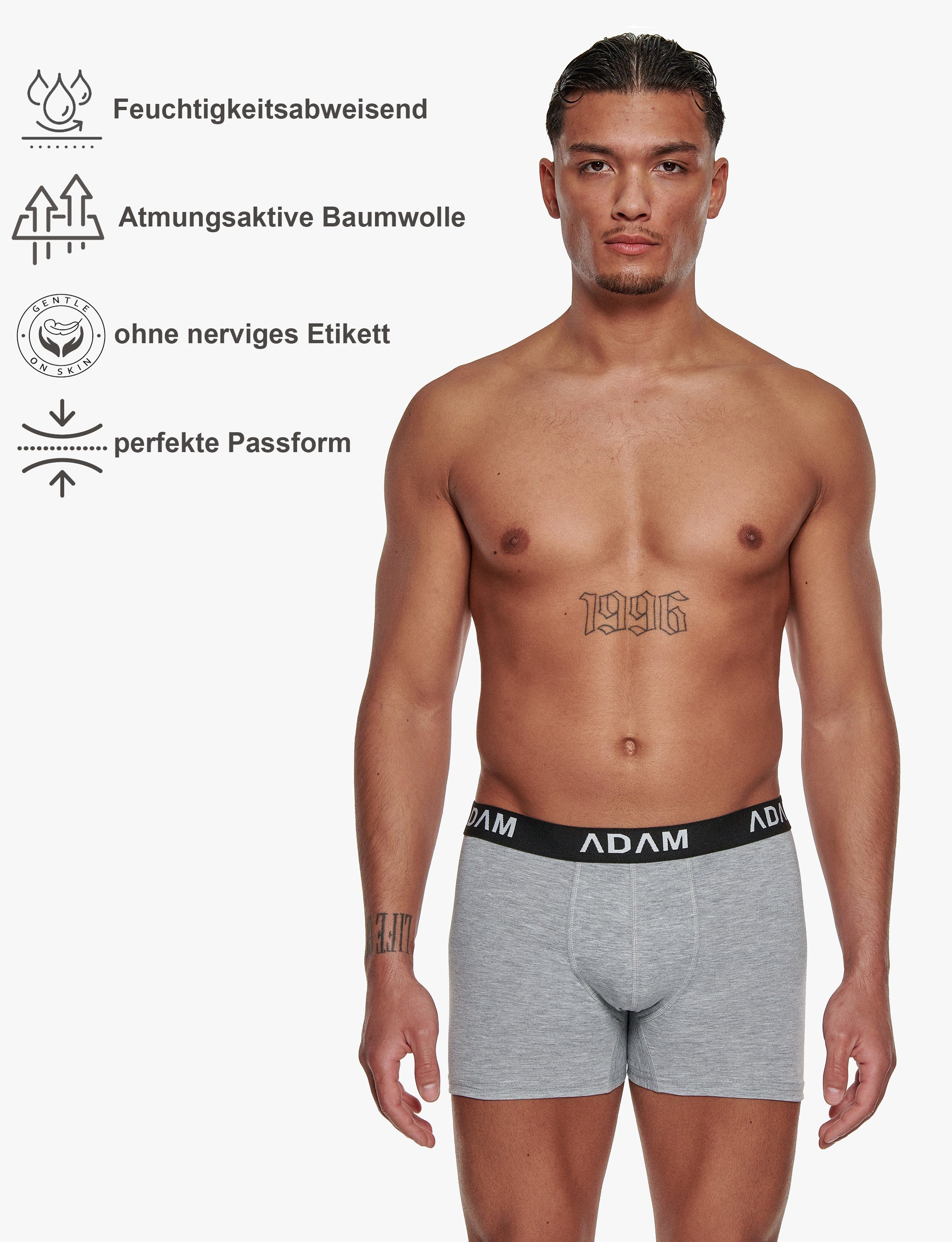 ADAM JEANS Boxershorts Herren Boxershorts aus extra weicher 100% Baumwolle Trunks Men Boxer-1 (10-St., 2er Set, 6er Set, 8er Set, 10er Set, 12er Set) Boxershort – Bild 3 von 5