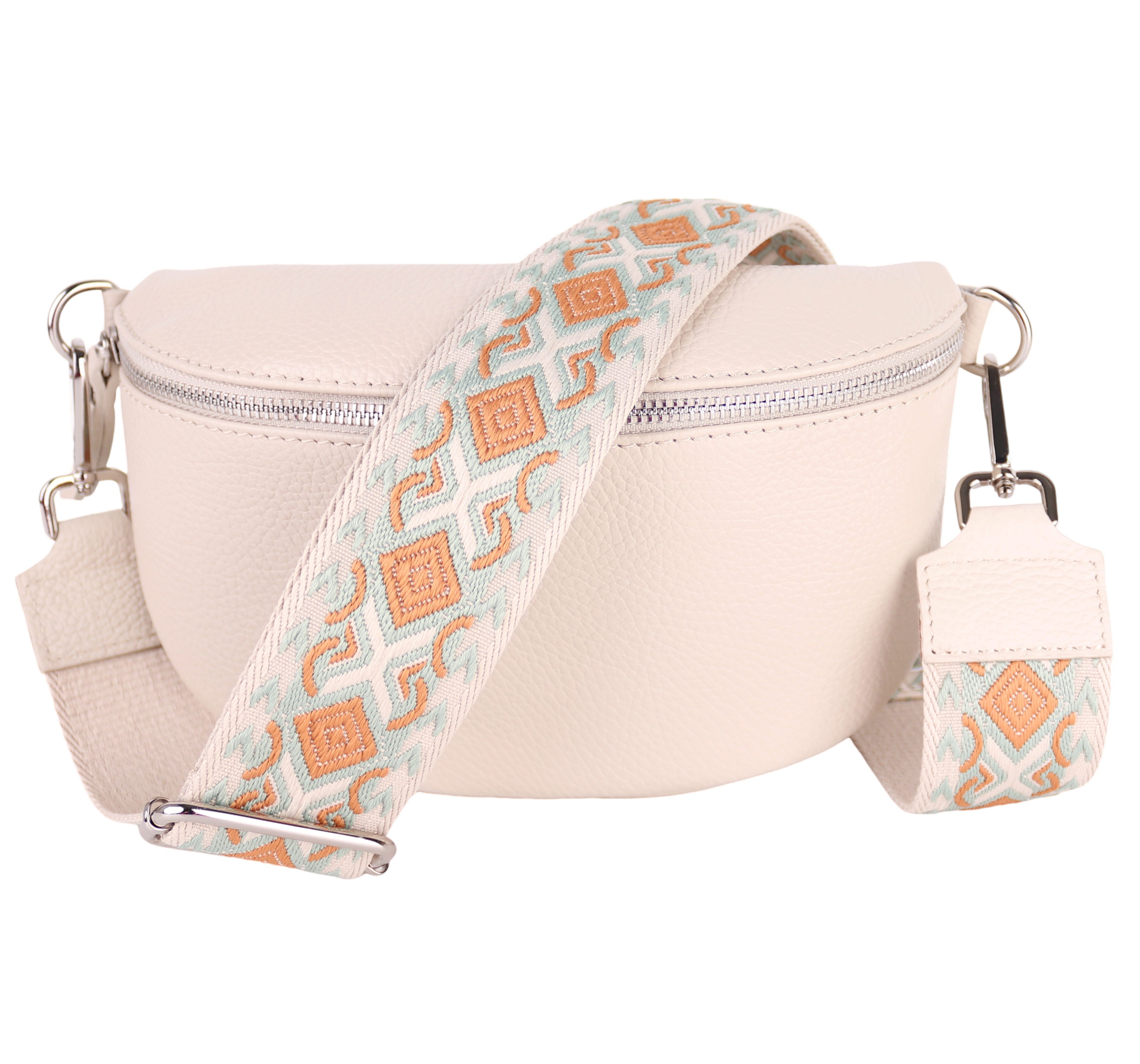 Bauchtasche Damen, Echtleder, Leder, Made in Italy, Umhängetasche, Brusttasche