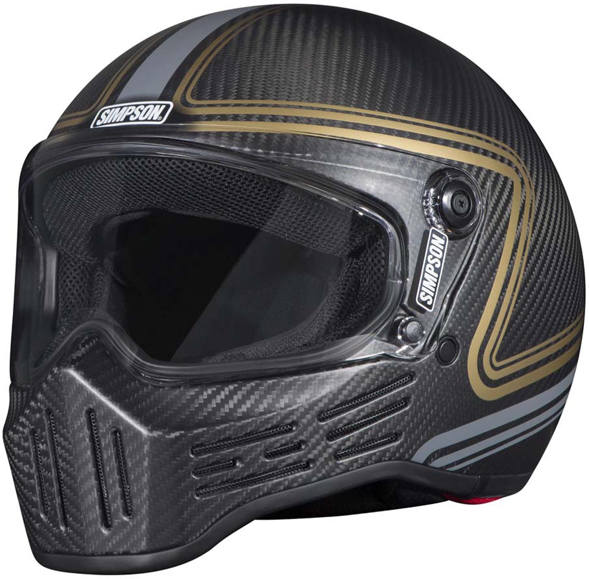 Simpson Motorradhelm M30 Slipline Motorrad Helm, Doppel-D-Verschluss, ECE 22.06