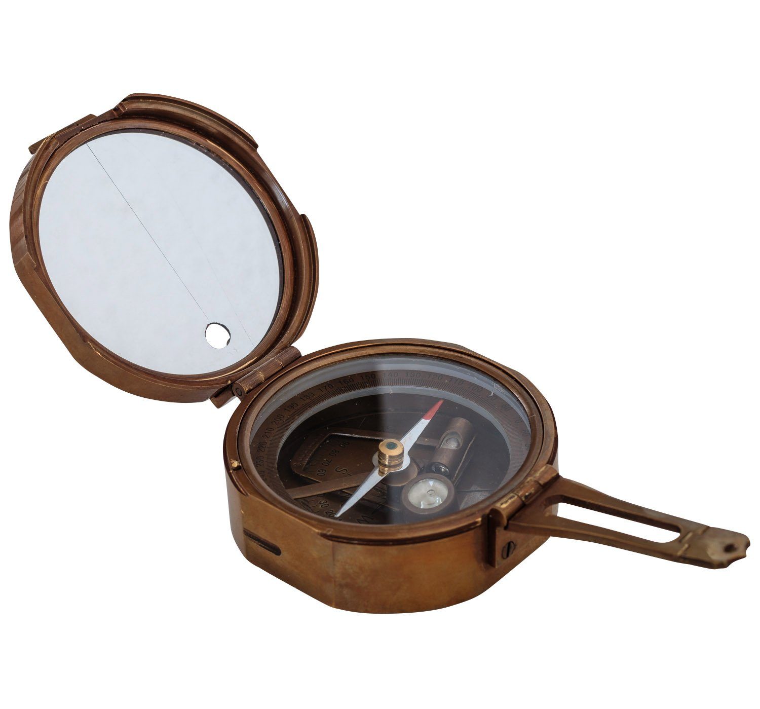 Aubaho Kompass Kompass Peilkompass Maritim Replik Navigation Messing Antik-Stil Glas