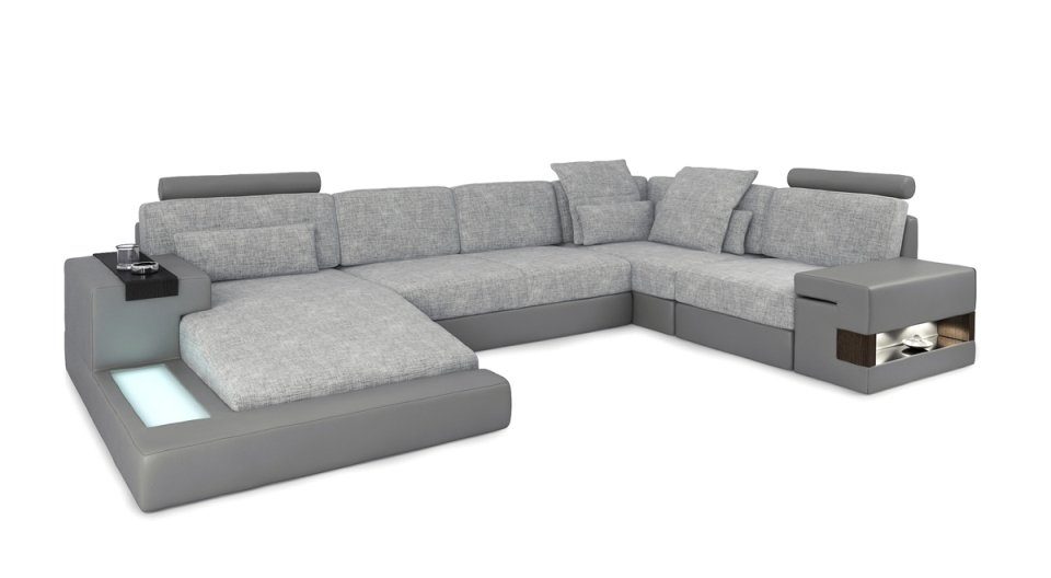 JVmoebel Ecksofa, Ledersofa Sofa Couch Design Sofa Wohnlandschaft Polster Ecksofa U-Form