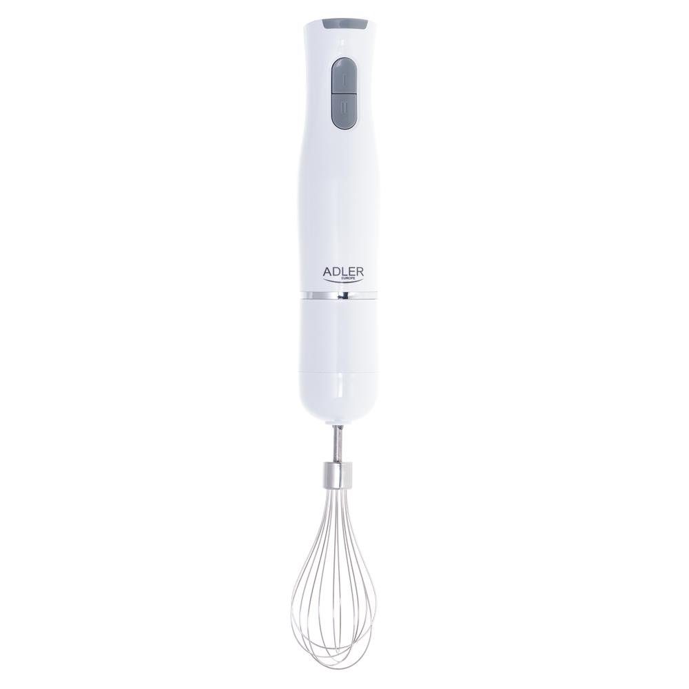 ADLER EUROPE Stabmixer AD 4620 Stabmixer Set, 4-in-1 Handmixer mit Zerkleinerer 500 ml, 800 W, Messbecher 700 ml, Schneebesen, Edelstahl, Weiß
