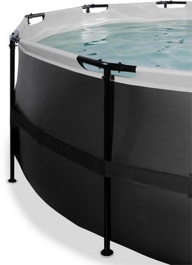 EXIT Framepool Black Leather Pool øxH: 427x122cm, mit Sandfilterpumpe und Abdeckung, schwarz