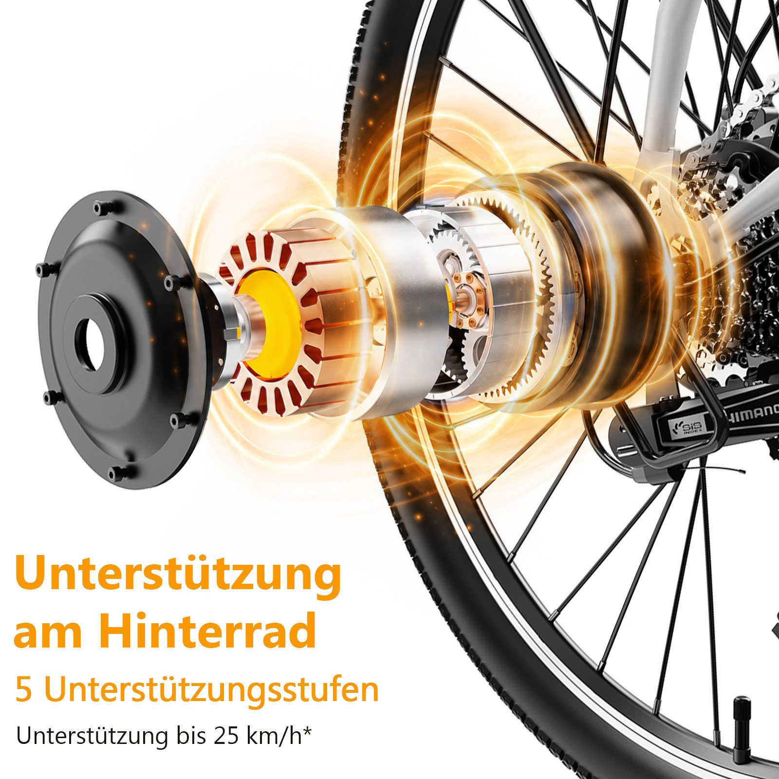 Vankel E-Bike Mountainbike BK1350 26 Zoll mit 48 V/15 Ah Akku, App und 25 km/h, Kettenschaltung, Heckmotor, 720 Wh, Für Alltag und Touren mit Federgabel, Display und Scheibenbremsen