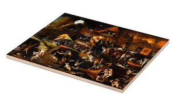 Posterlounge Holzbild Hieronymus Bosch, Die Qualen der Hölle, Malerei