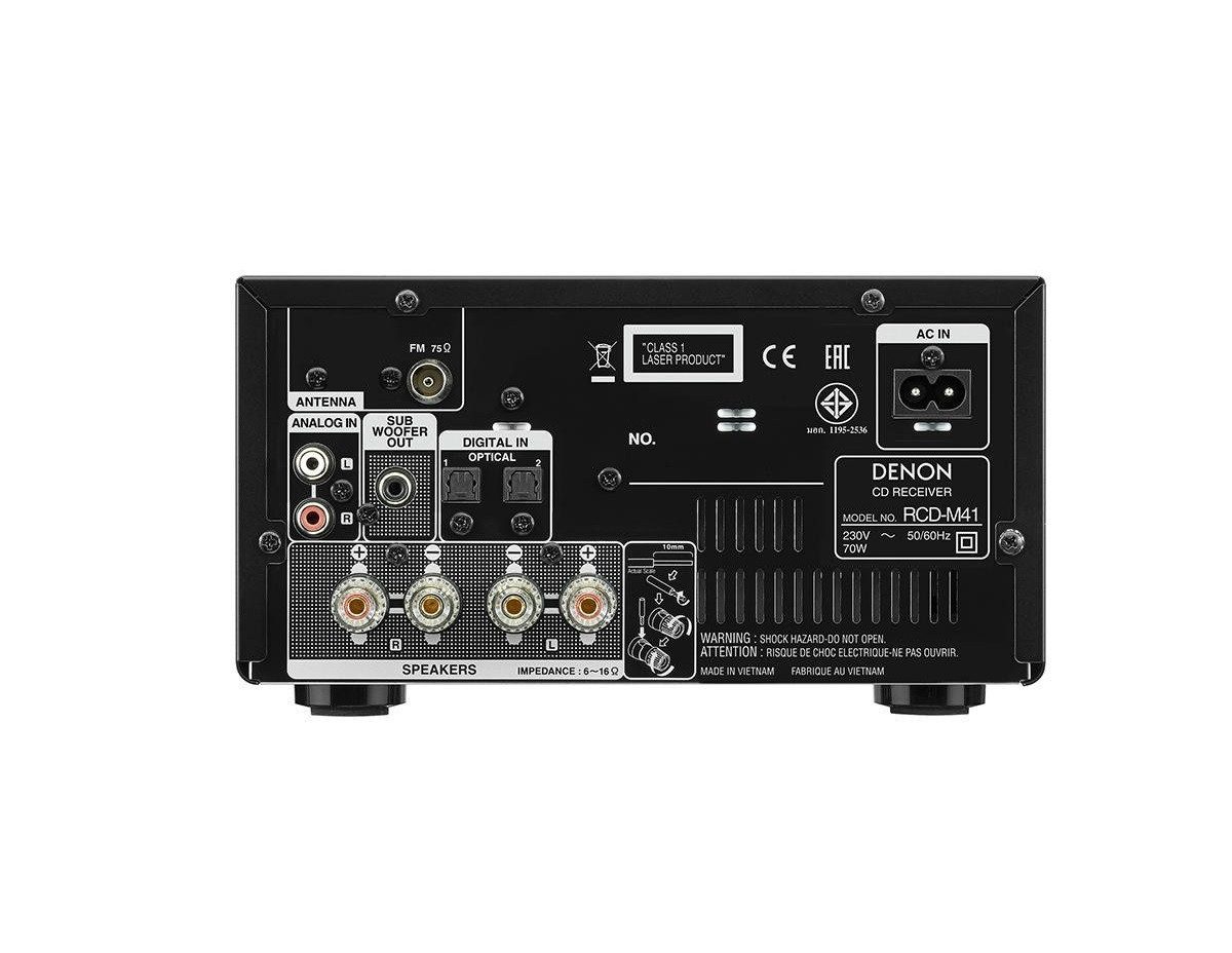 Denon RCD-M41 Stereo-Receiver 2.0 (Stereo-CD-Receiver) (Bluetooth, CD-Player UKW/MW 2x30W 2xoptisch Sub-Out analoge Verstärkung)