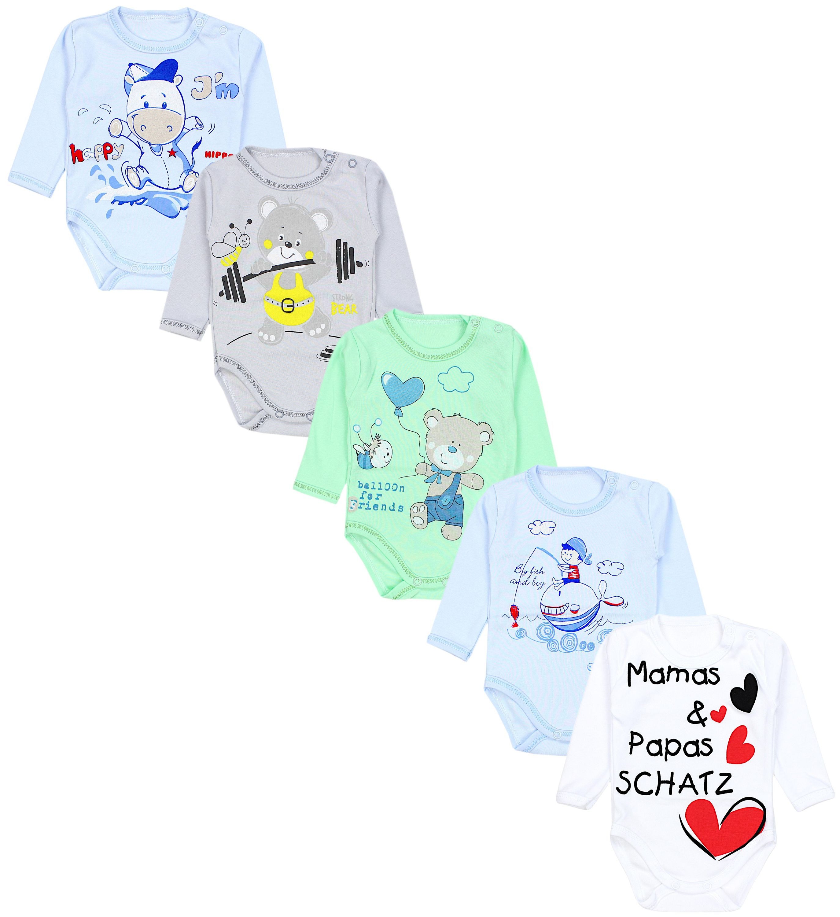 Langarmbody TupTam Unisex Baby Langarm-Body mit Aufdruck 5er Set