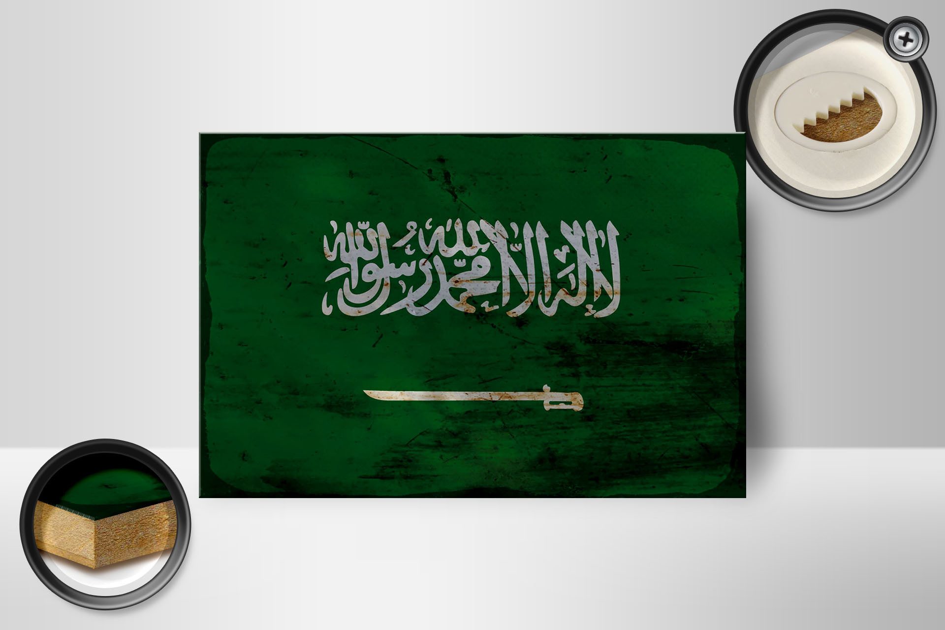 Femer GmbH Holzbild Flagge Saudi-Arabien 18x12 cm Saudi Arabia Rost, Flaggen (1 St), Glatte Holzfaserplatte (MDF), vorn beschichtet