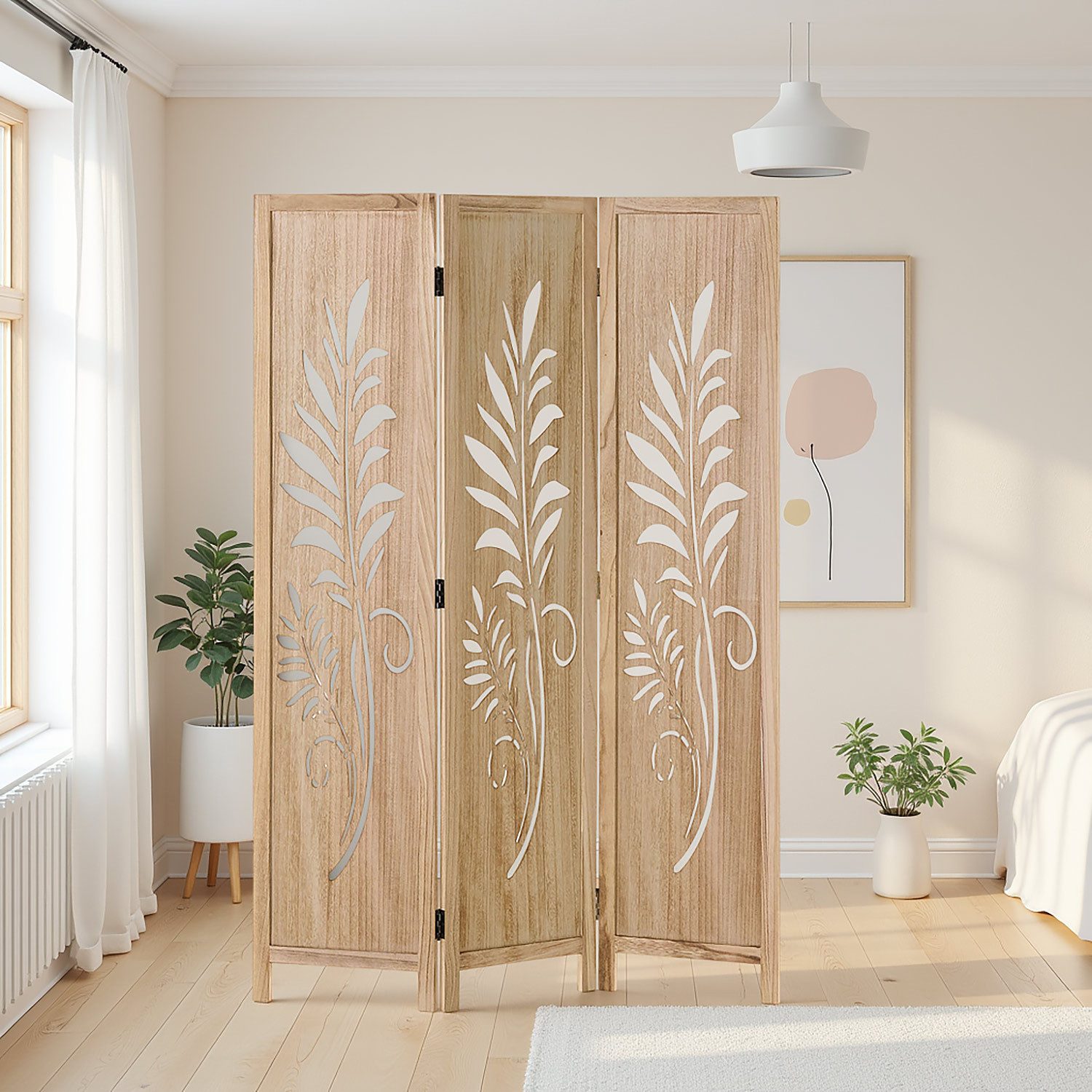 Homestyle4u Paravent Raumteiler Holz Trennwand Natur günstig online kaufen