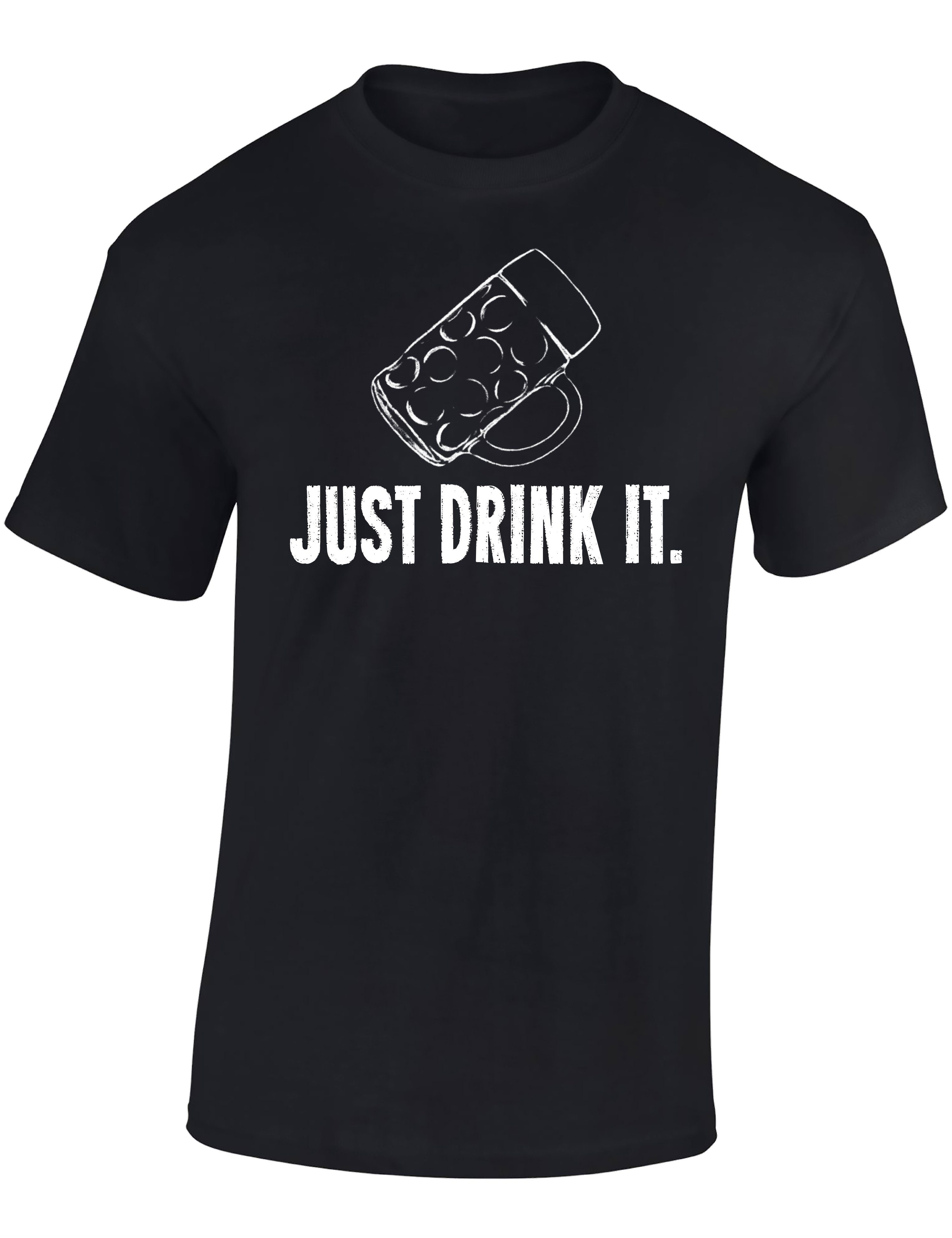 Baddery Print-Shirt Bier Geschenke für Männer : Just drink it - Bier T-Shirt, hochwertiger Siebdruck, aus Baumwolle