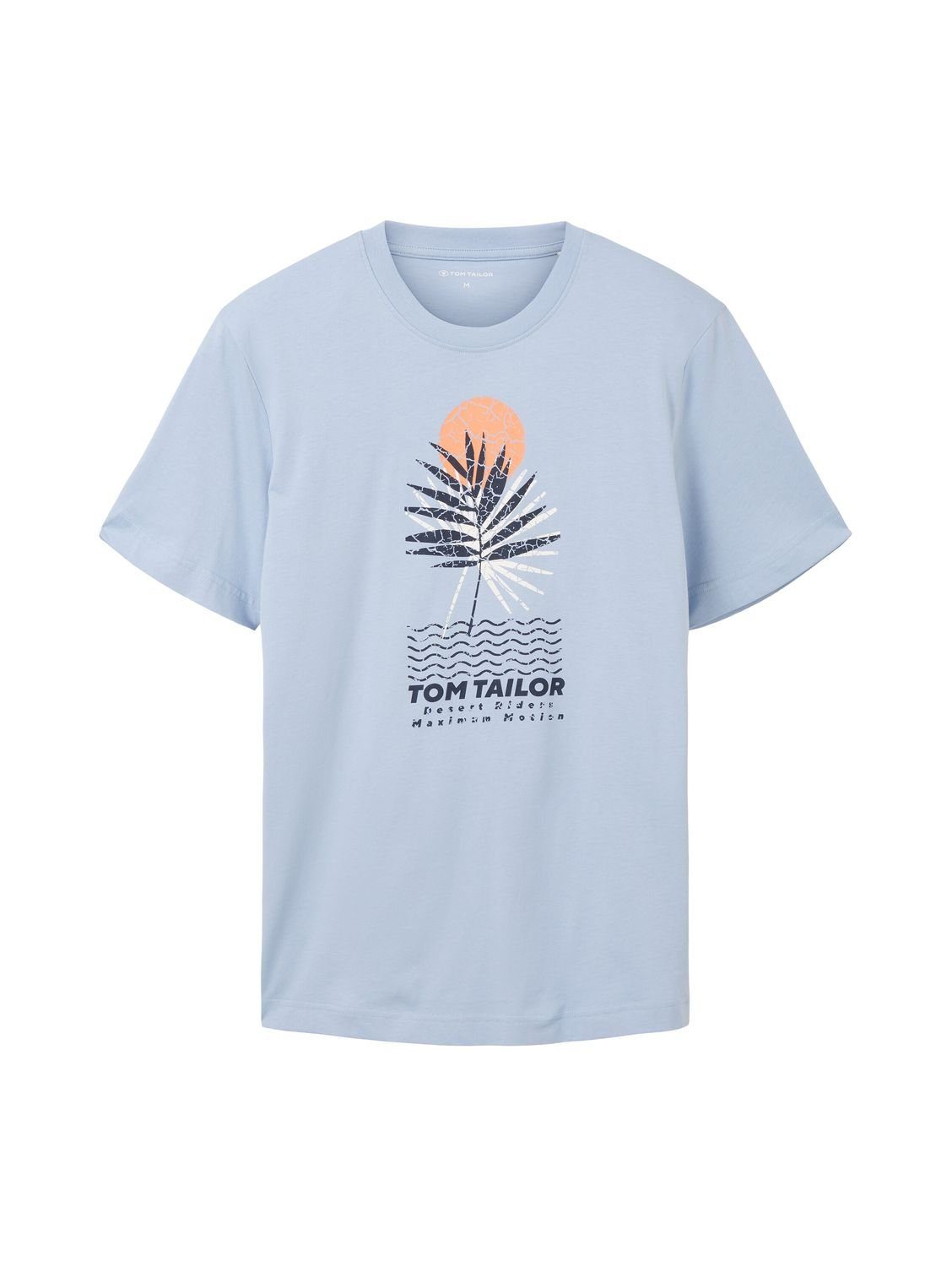 TOM TAILOR T-Shirt PRINTED (1-tlg) aus Baumwolle Stonington Blue 26320