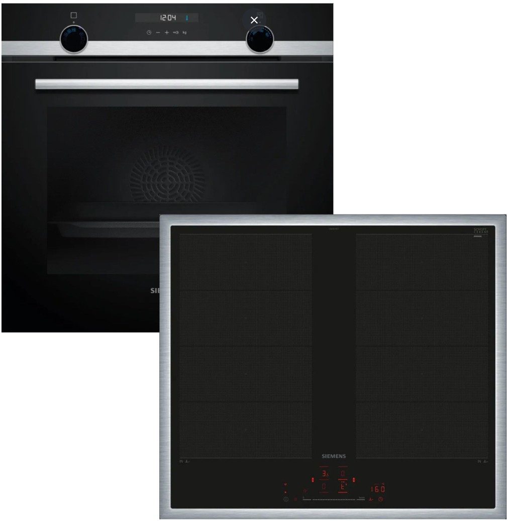 SIEMENS Backofen-Set SIEMENS Herdset Teleskopauszug + Induktionskochfeld HomeConnect, mit 1-fach Teilauszug, Hydrolyse