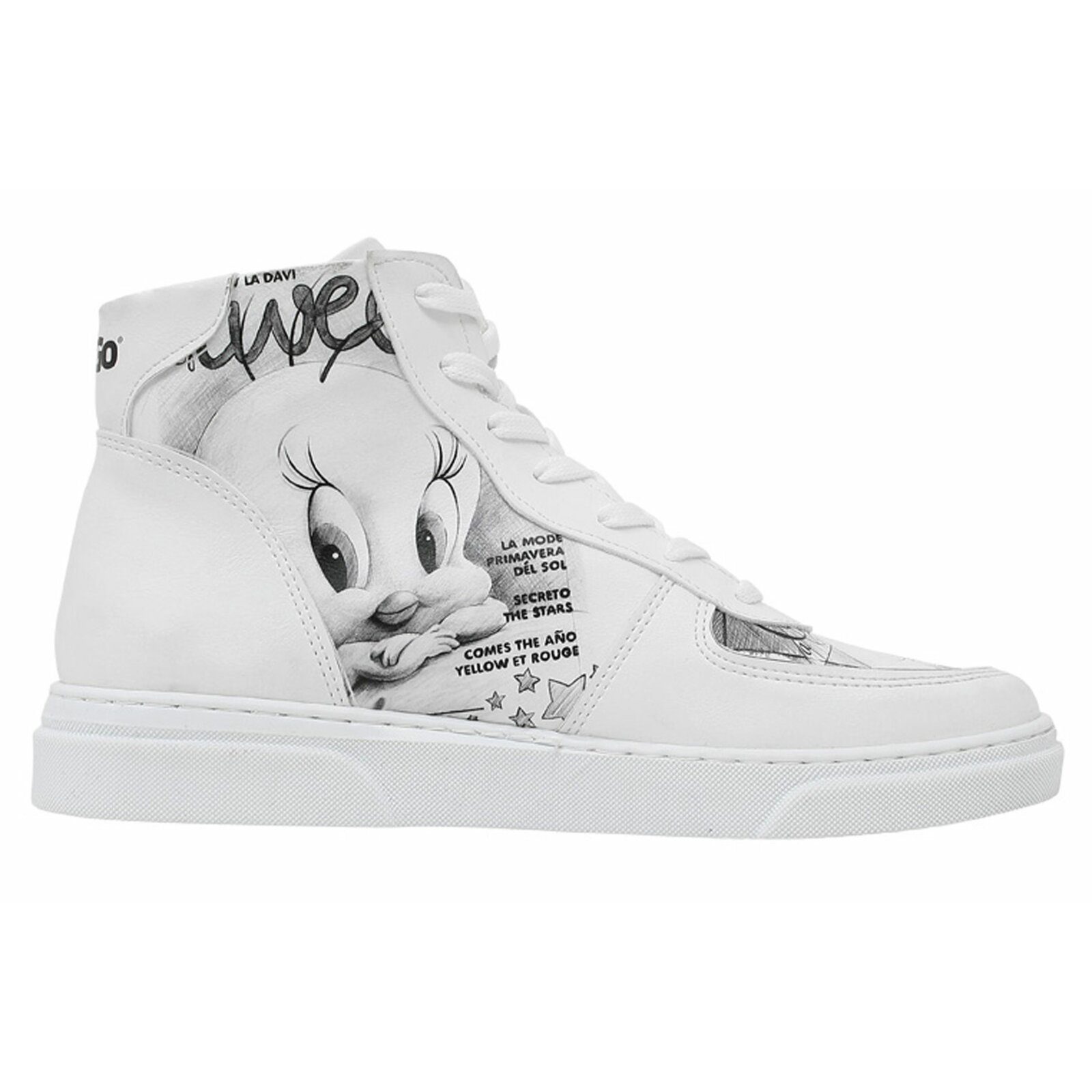 DOGO Ace Boots Tweety Sketch Damen High Sneaker, Ace Boots Tweety Sneaker Handgefertigt