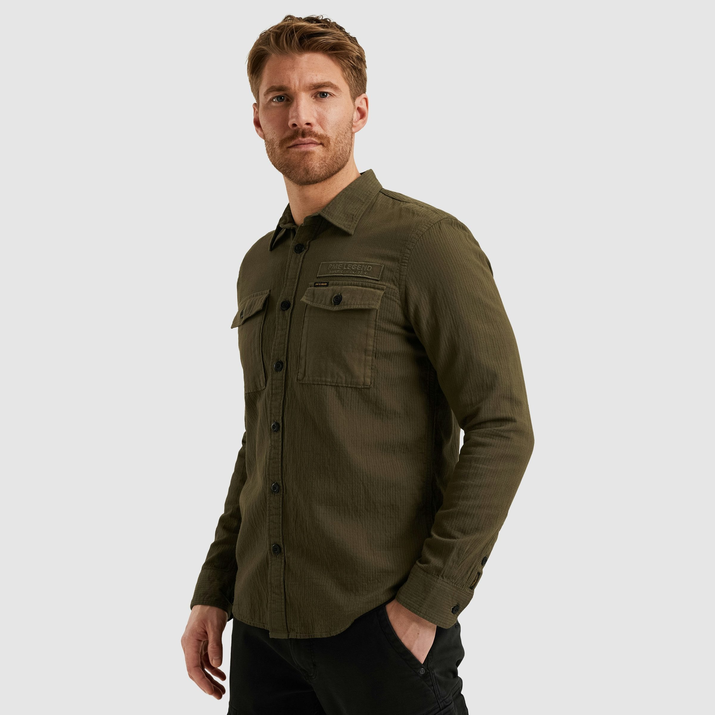 PME LEGEND Langarmhemd mit Logo Stickerei günstig online kaufen