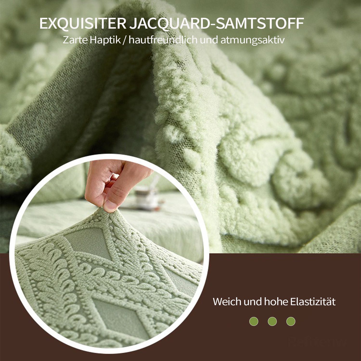 Refttenw Stuhlhusse Stretch Stuhlhussen,stuhlbezug aus Jacquard-Samt,Abnehmbarer,2 Stück