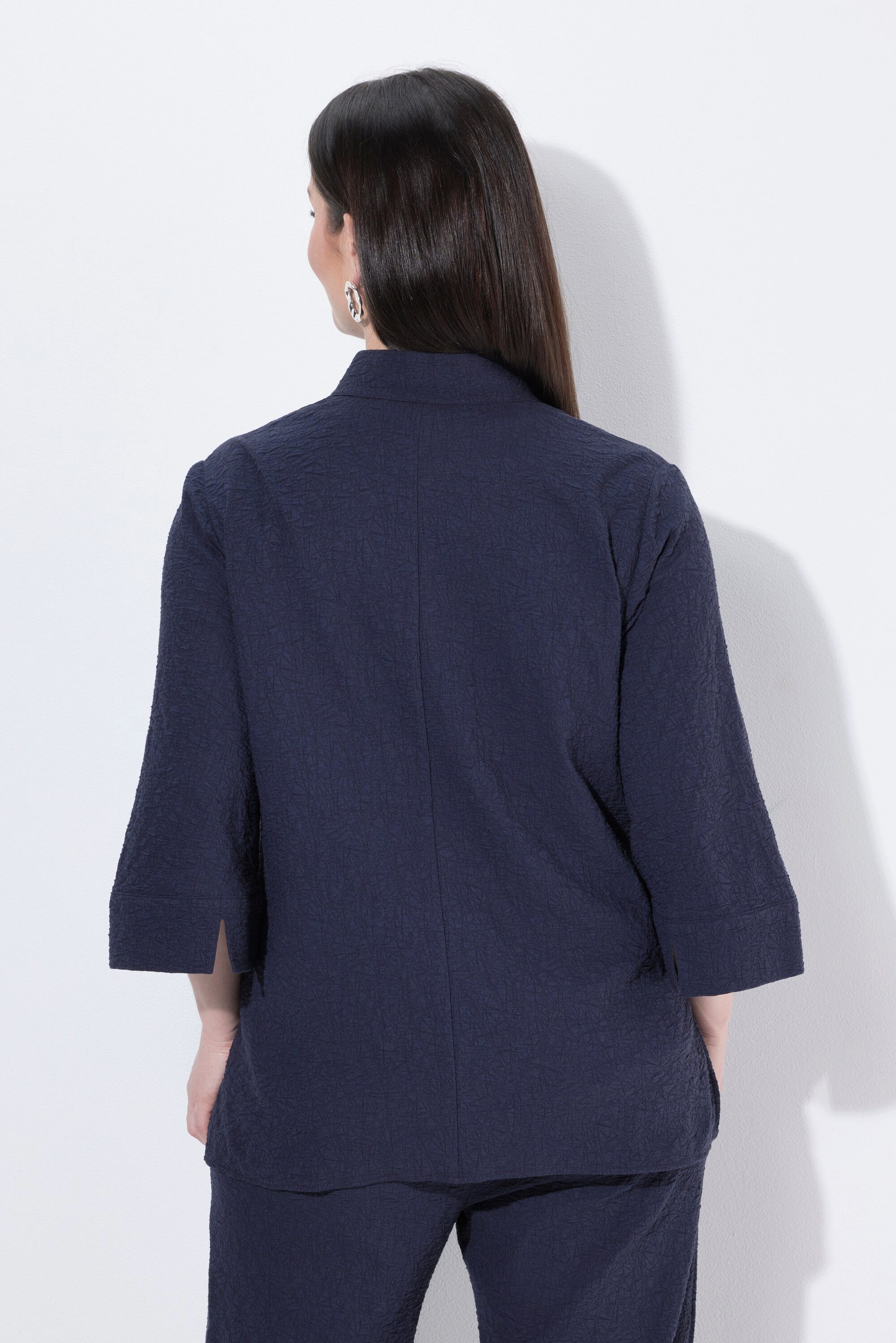 Ulla Popken Sommerjacke Jacke Struktur A-Linie Stehkragen 3/4-Arm