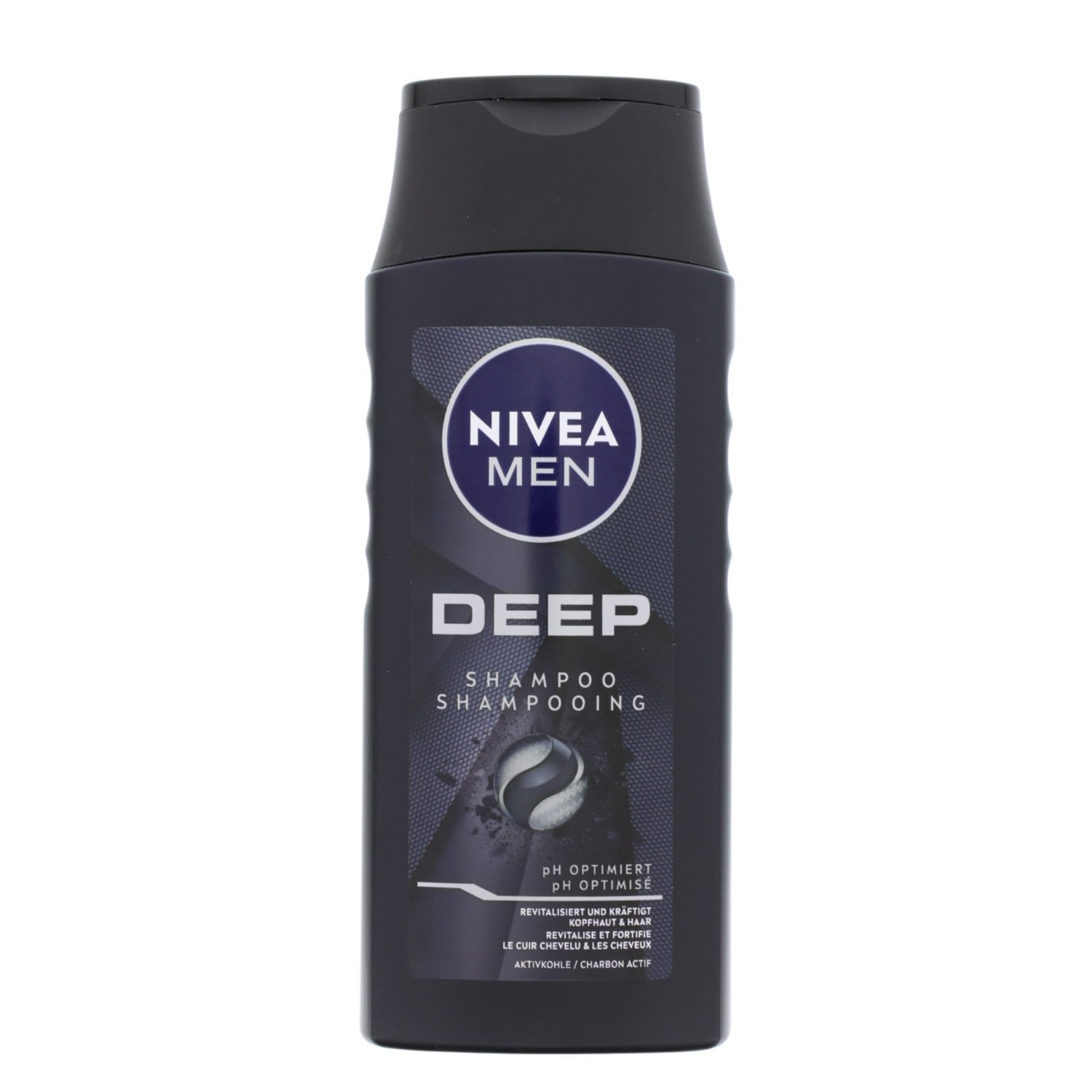 Haarshampoo NIVEA MEN Deep Shampoo 250ml mit Aktivkohle revitalisierende Tiefenrei