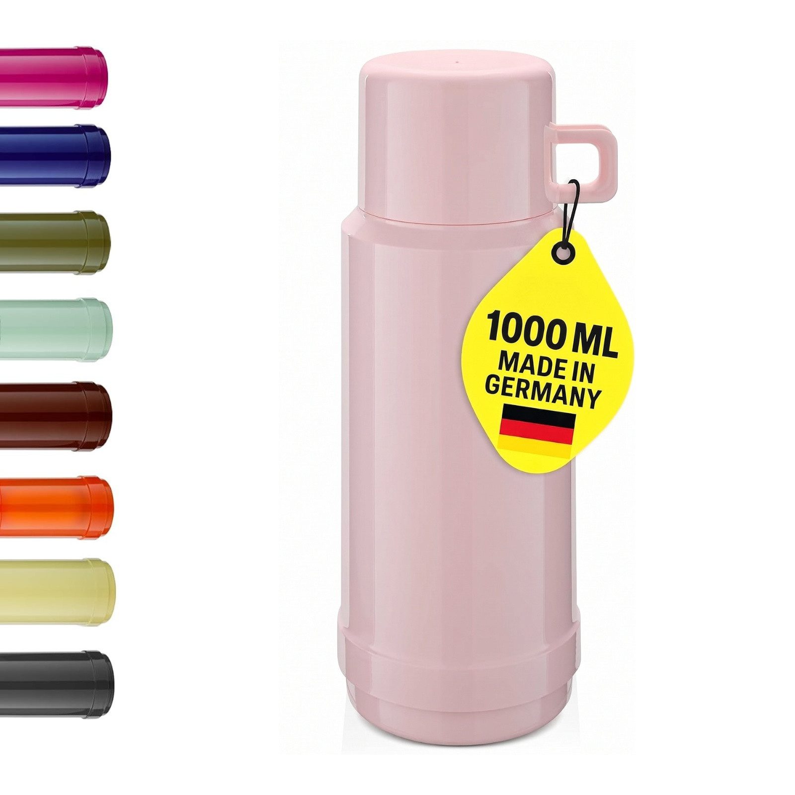 ROTPUNKT Thermoflasche 1L Isolierflasche JESPER-604, 24h heiß / 36h kalt – BPA-frei – mit Becher – Made in Germany