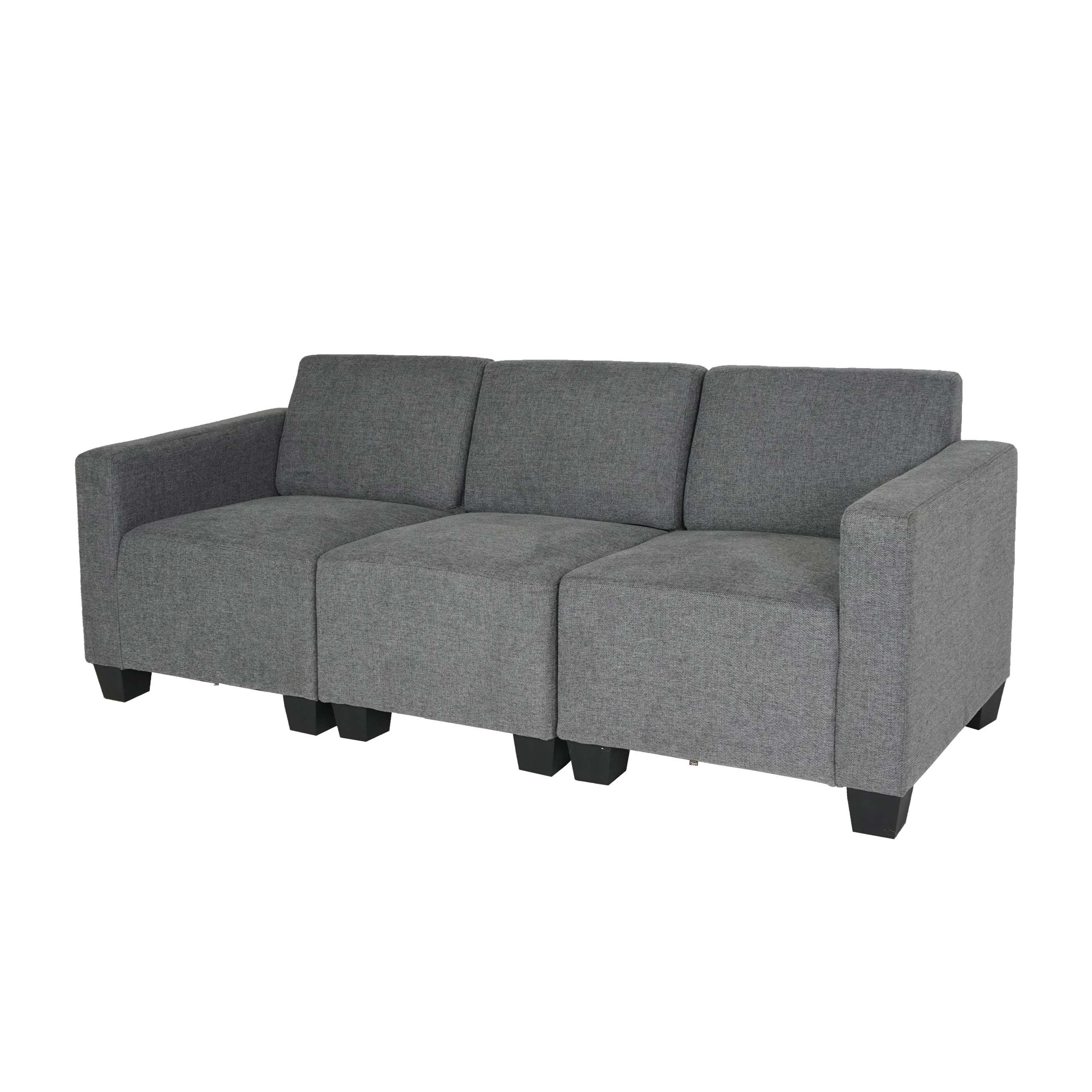 MCW 3-Sitzer Moncalieri-3-St, 3 Teile, Clipsystem, Moderner Lounge-Stil, Abgerundete Ecken und Kanten grau | grau