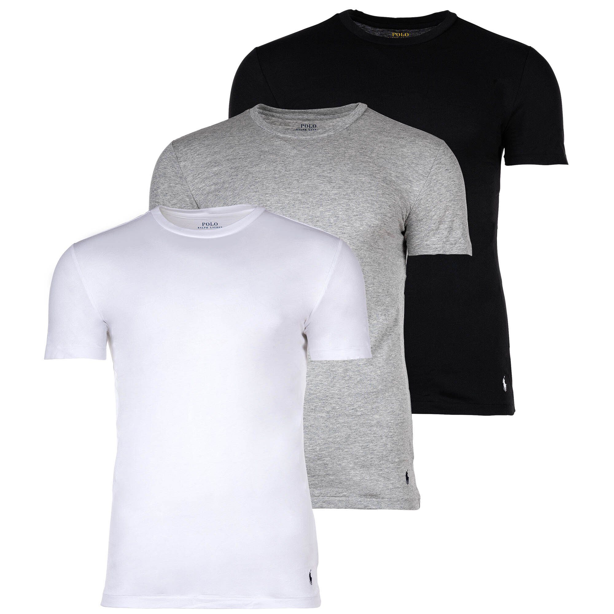 3er Polo Lauren - Pack T-Shirts, Herren CREW 3-PACK-CREW T-Shirt Ralph Weiß/Grau/Schwarz