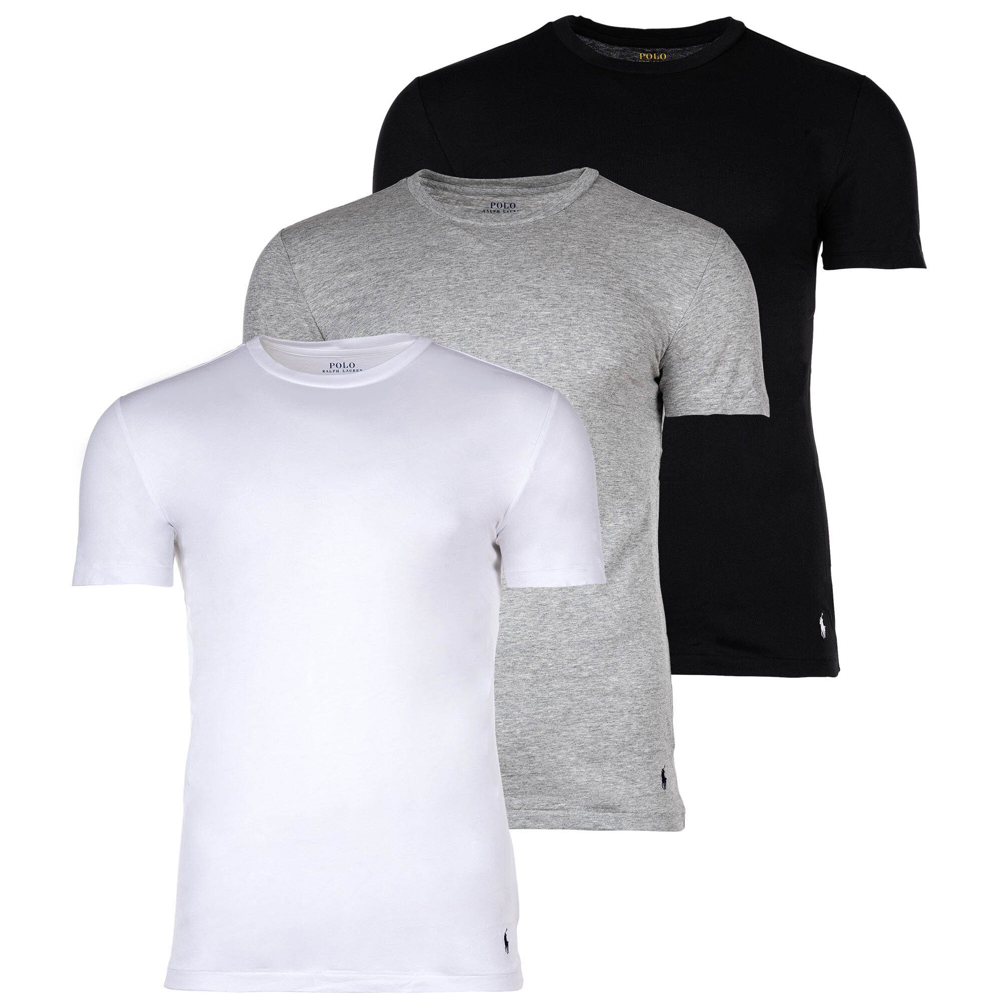 - Weiß/Grau/Schwarz 3er CREW Pack Ralph 3-PACK-CREW T-Shirt Herren Polo T-Shirts, Lauren