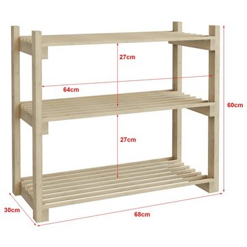 en.casa Schuhregal, »Them« Standregal für Schuhe mit 3 Ablagen 60x68x30 cm