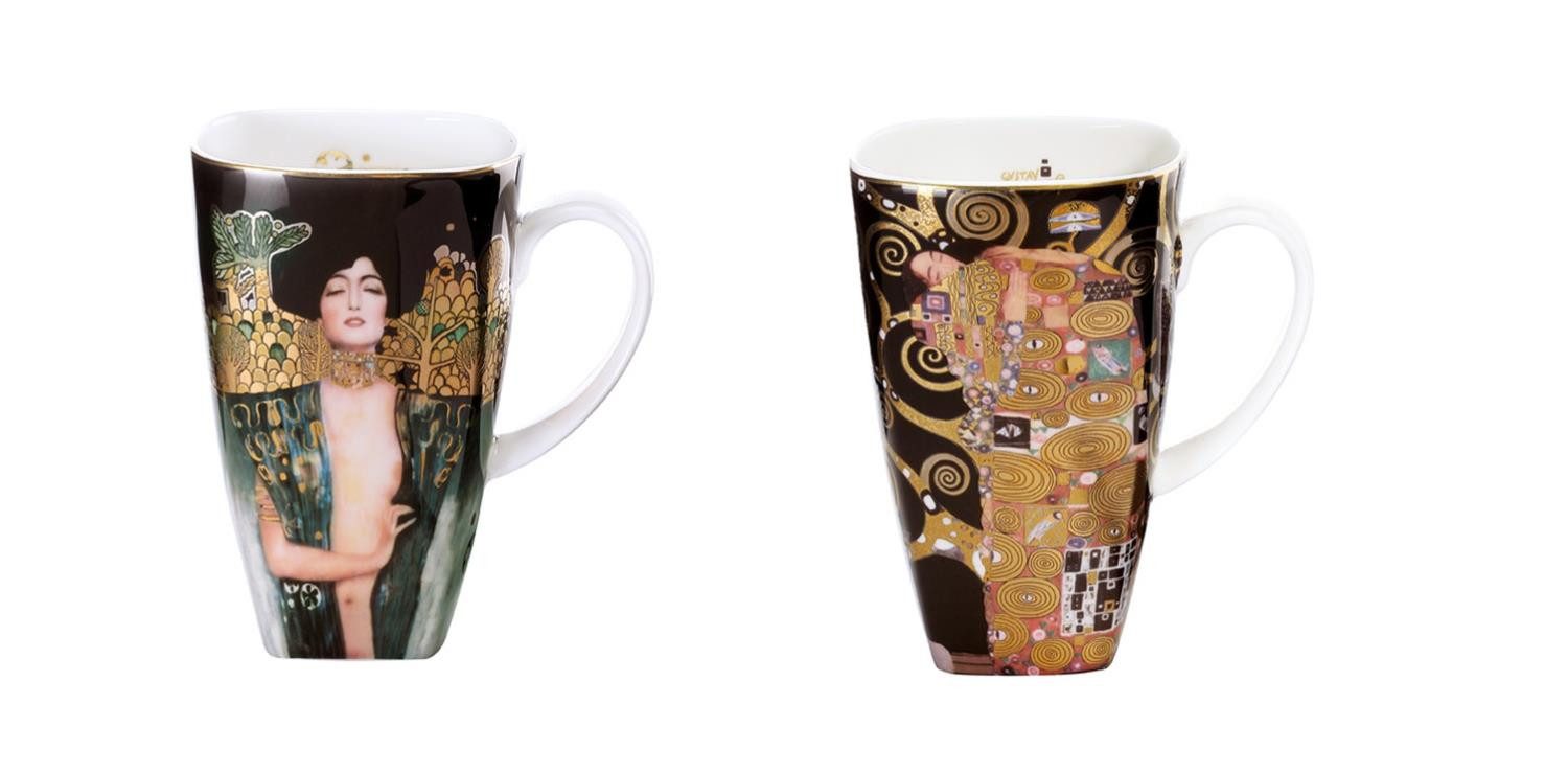 Goebel Tasse Gustav Klimt, Porzellan, Echtgolddekor, Gold, Judith I + Die Erfüllung, H: 14cm