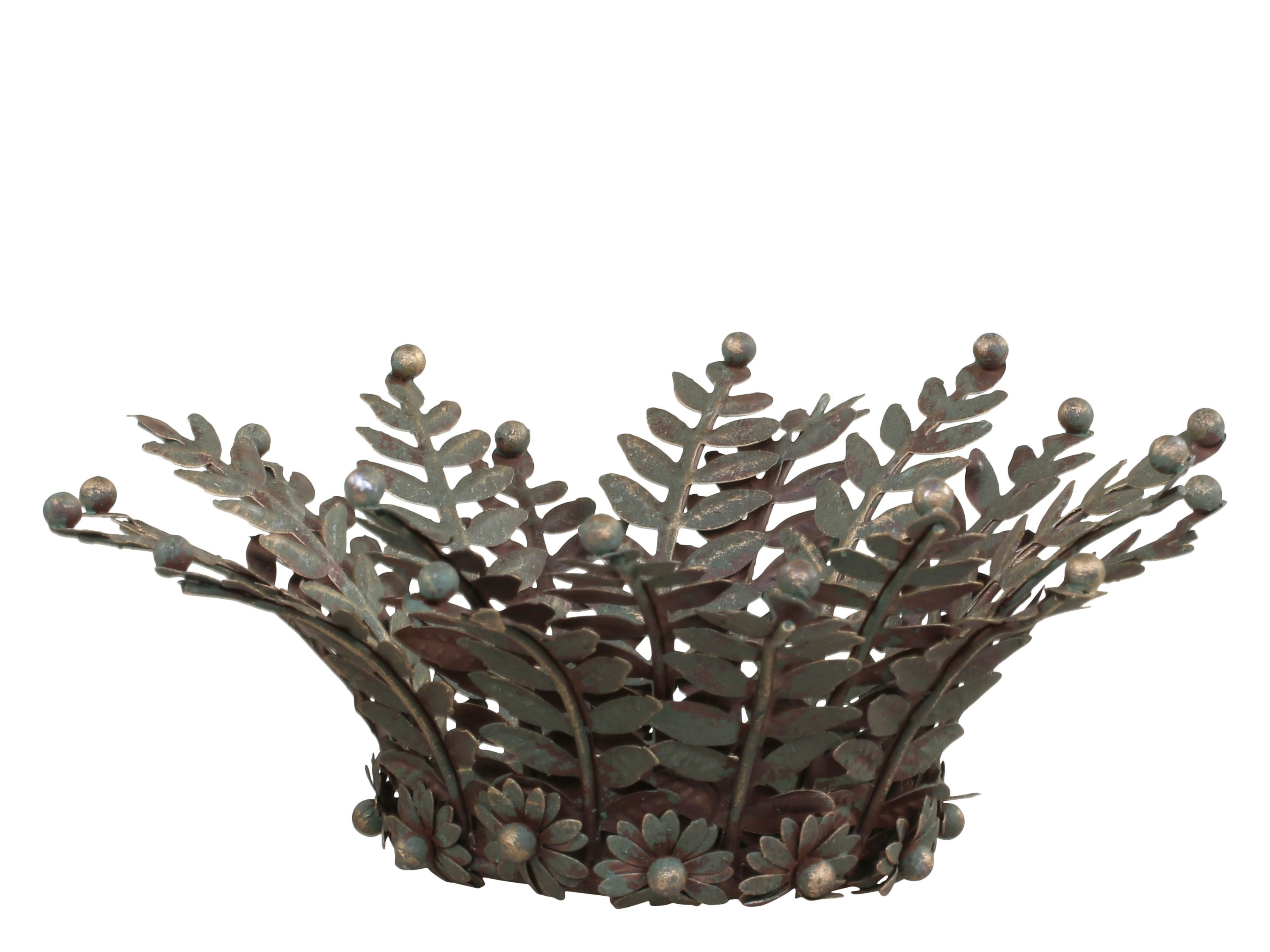 Chic Antique Kerzenständer Romantischer Kerzenhalter Metall Zink Blüten Deko Grau, Romantischer Kerzenhalter mit filigranen Blüten