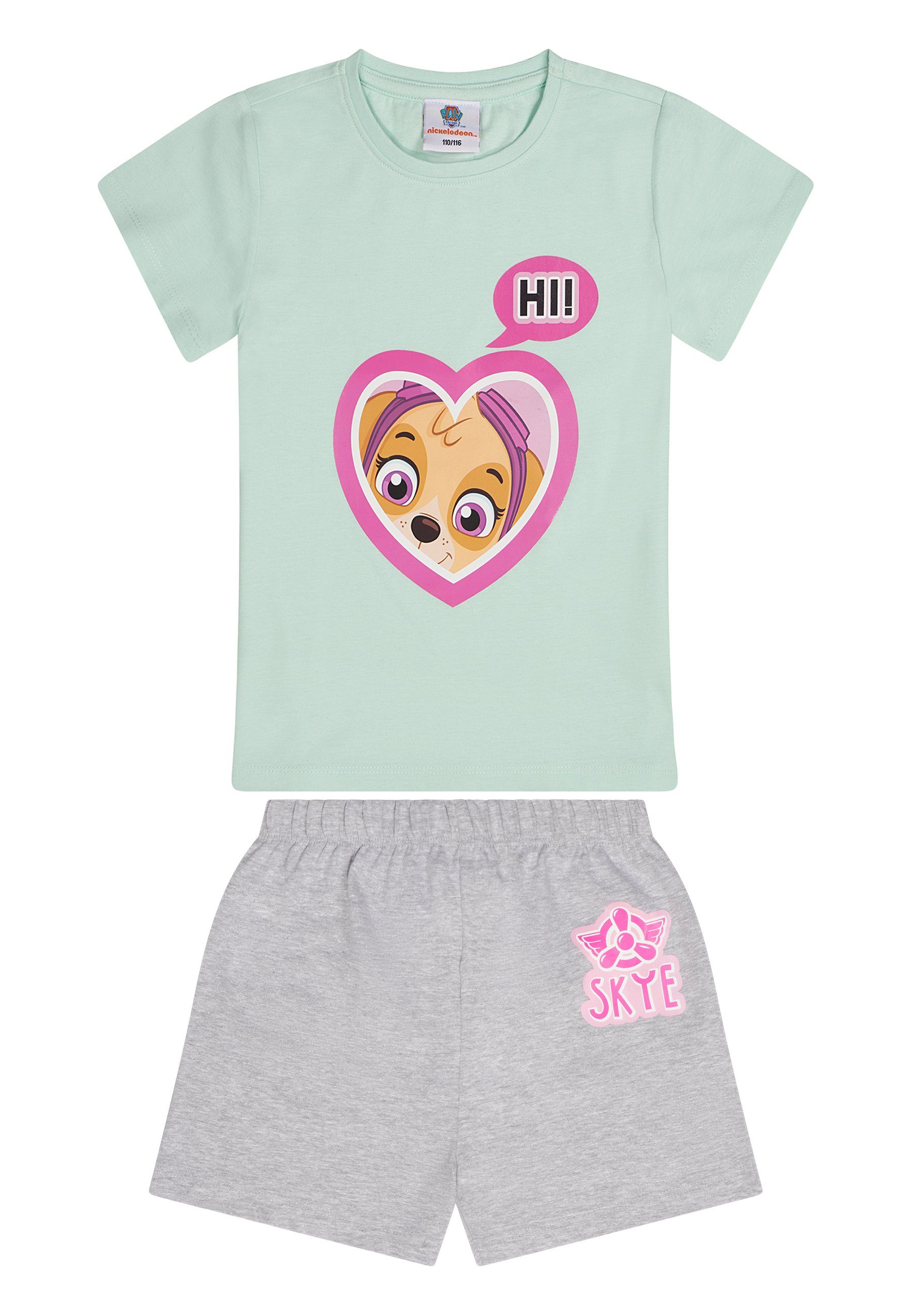 Shorty Paw Patrol Girl Skye Mädchen Sommer Schlafanzug Shorty Pyjama-Set kurz