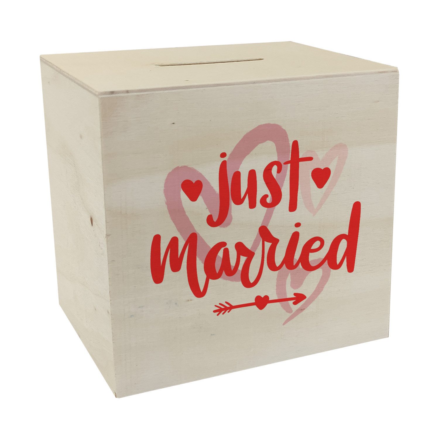 speecheese Spardose Just married Hochzeit Spardose aus Holz mit Spruch