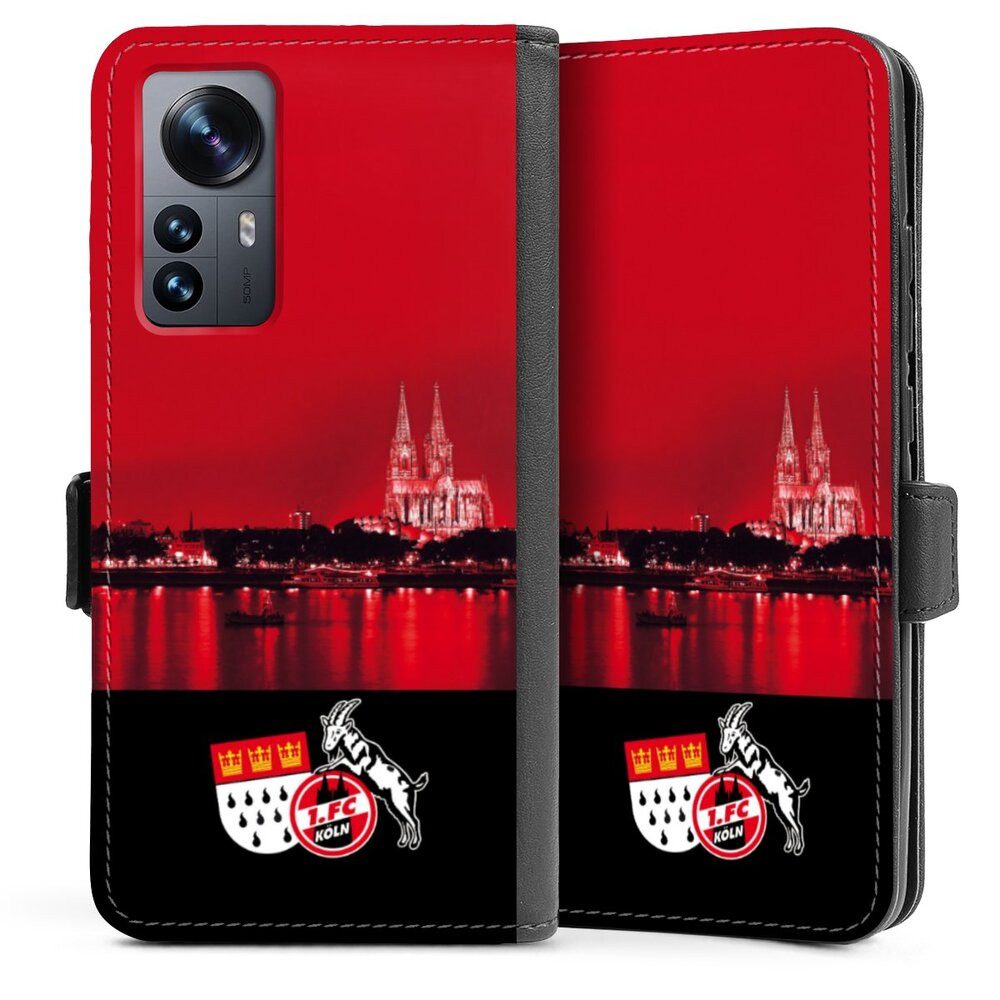 DeinDesign Handyhülle Skyline 1. FC Köln Offizielles Lizenzprodukt Skyline Köln Rot, Xiaomi 12 5G Hülle Handy Flip Case Wallet Cover Handytasche Leder