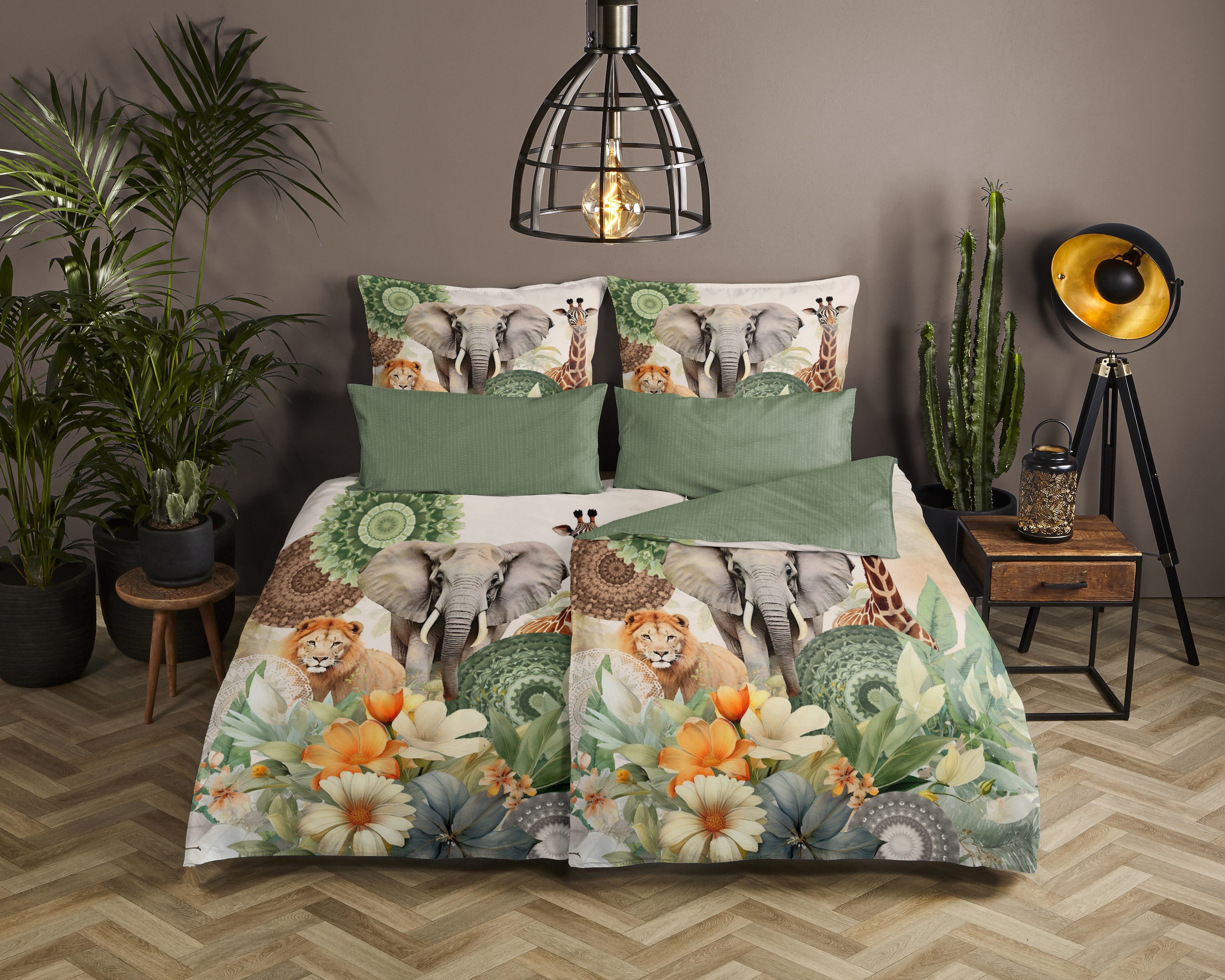 hip Wendebettwäsche "Sagadar" 3 Stk. tlg. Satin, Baumwolle, Reißverschluss, günstig online kaufen