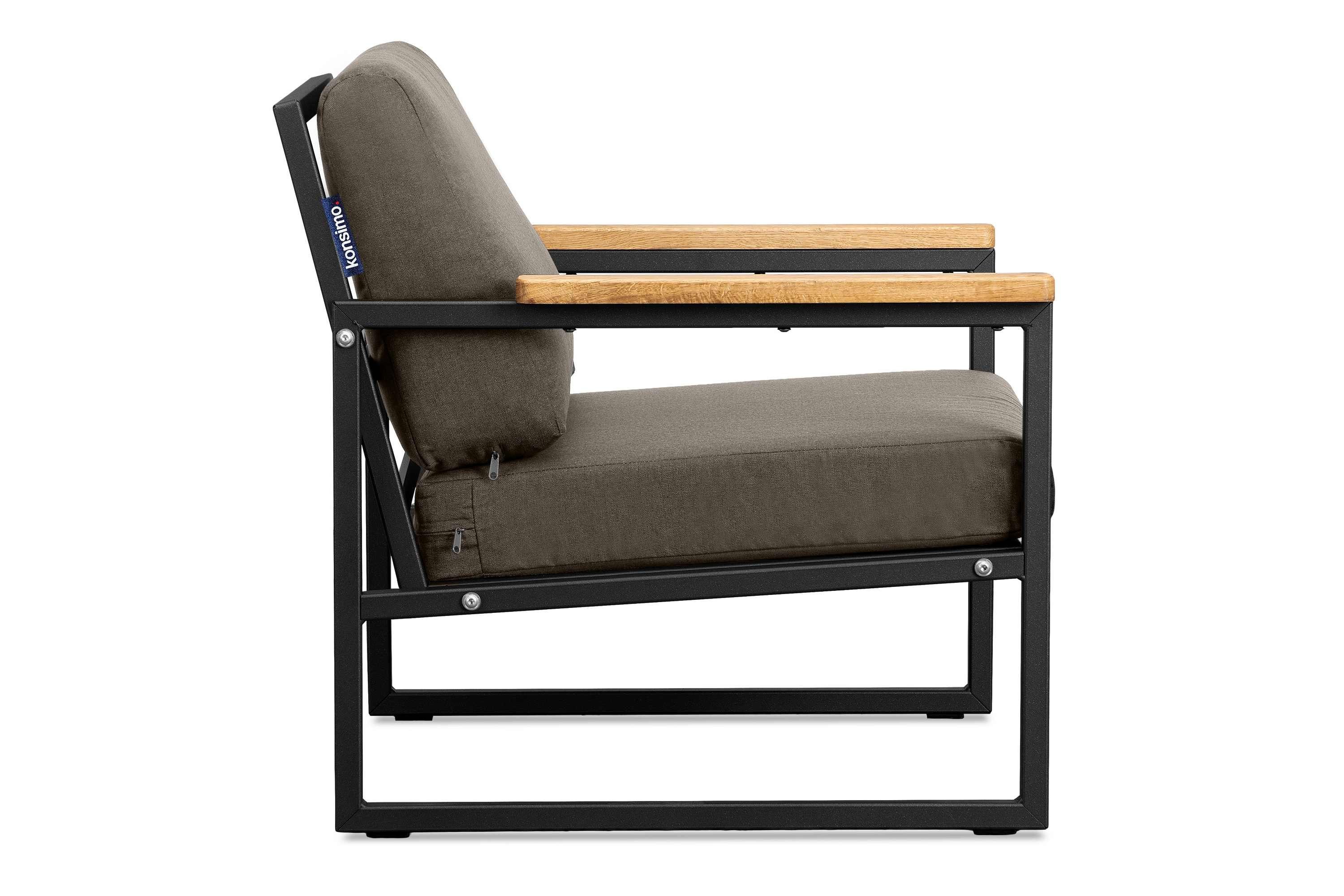 Konsimo Gartensessel TRIBO Garten-Sessel (1x Made wasserabweisend, Eiche, und Handläufe schwarz/beige in geölter schmutz- Europe UV-Beständigkeit, aus Sessel)
