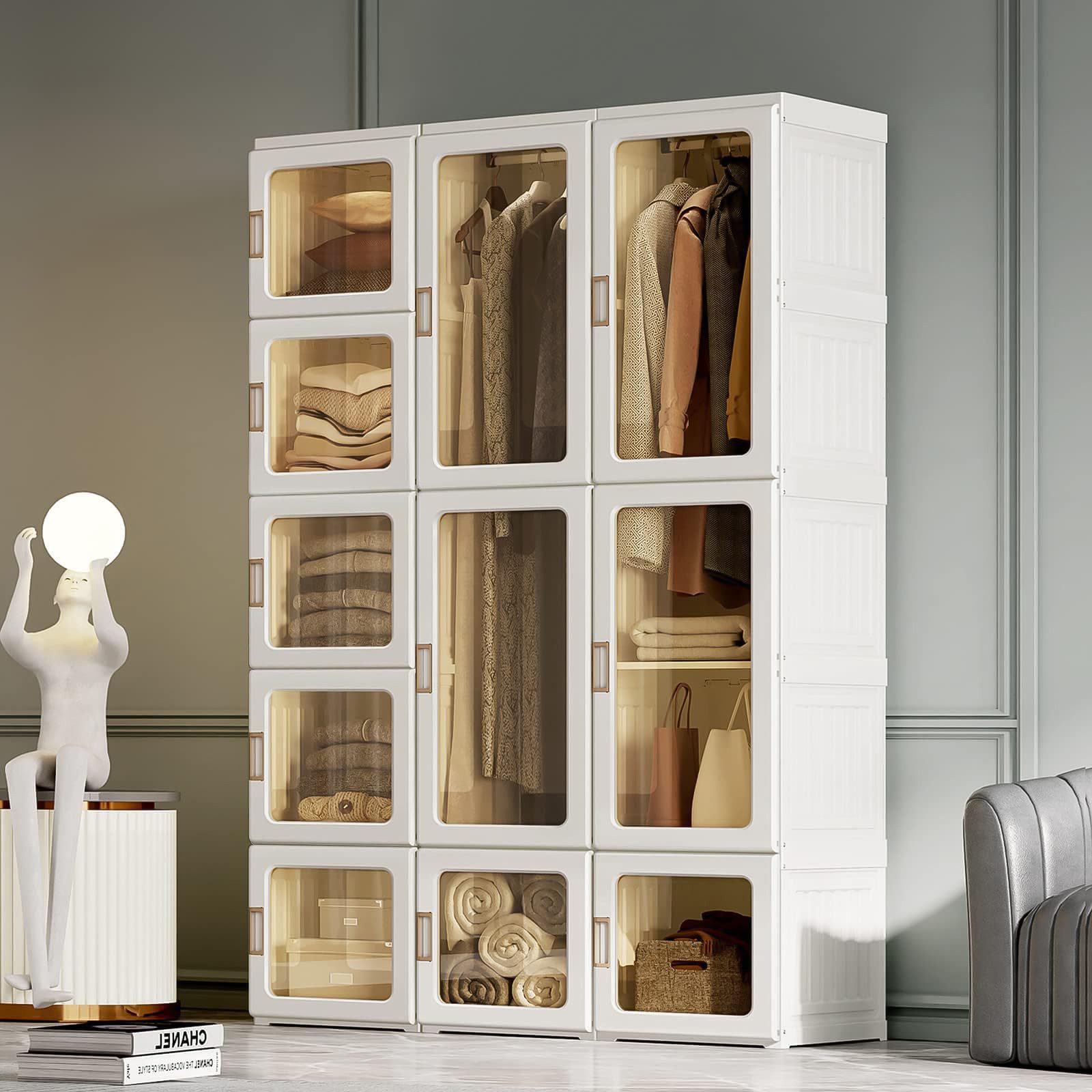 Dripex Kleiderschrank Faltbarer Schrank Mehrzweckschrank mit magnetische Tü günstig online kaufen