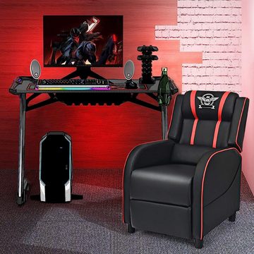 KOMFOTTEU Computertisch, RGB Beleuchtung & Gamepad Halter, bis zu 150kg, 120x64x75cm