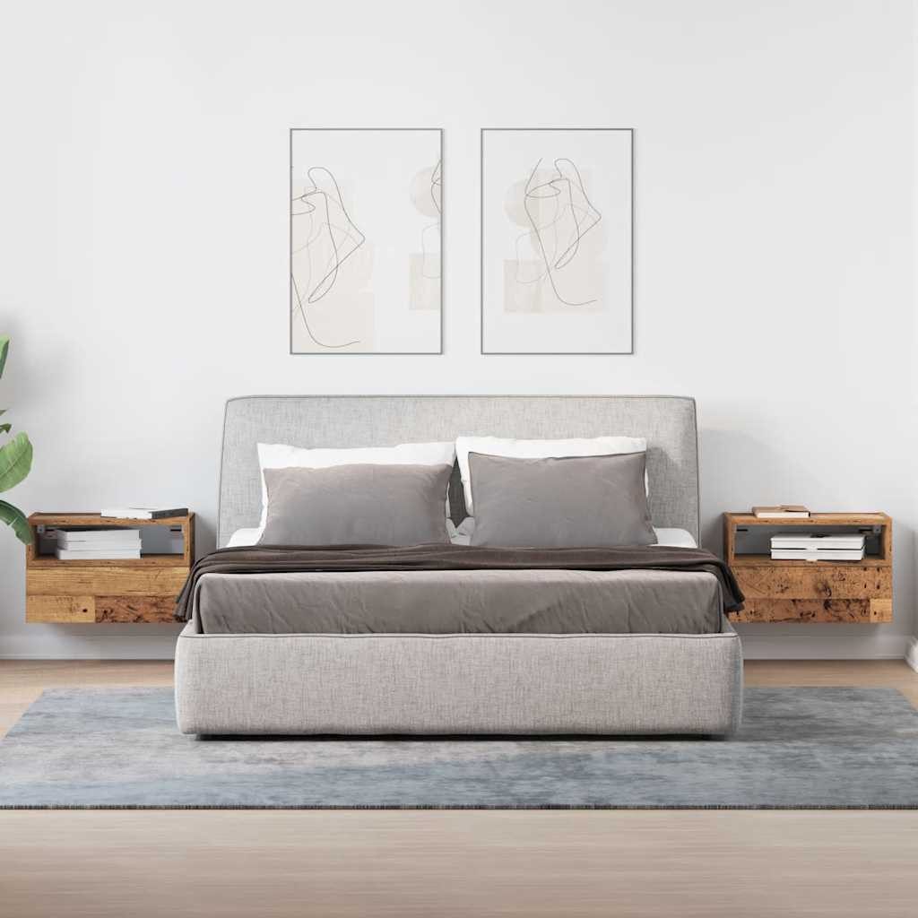 vidaXL Nachttisch Wand-Nachttische 2 Stk. Altholz-Optik günstig online kaufen
