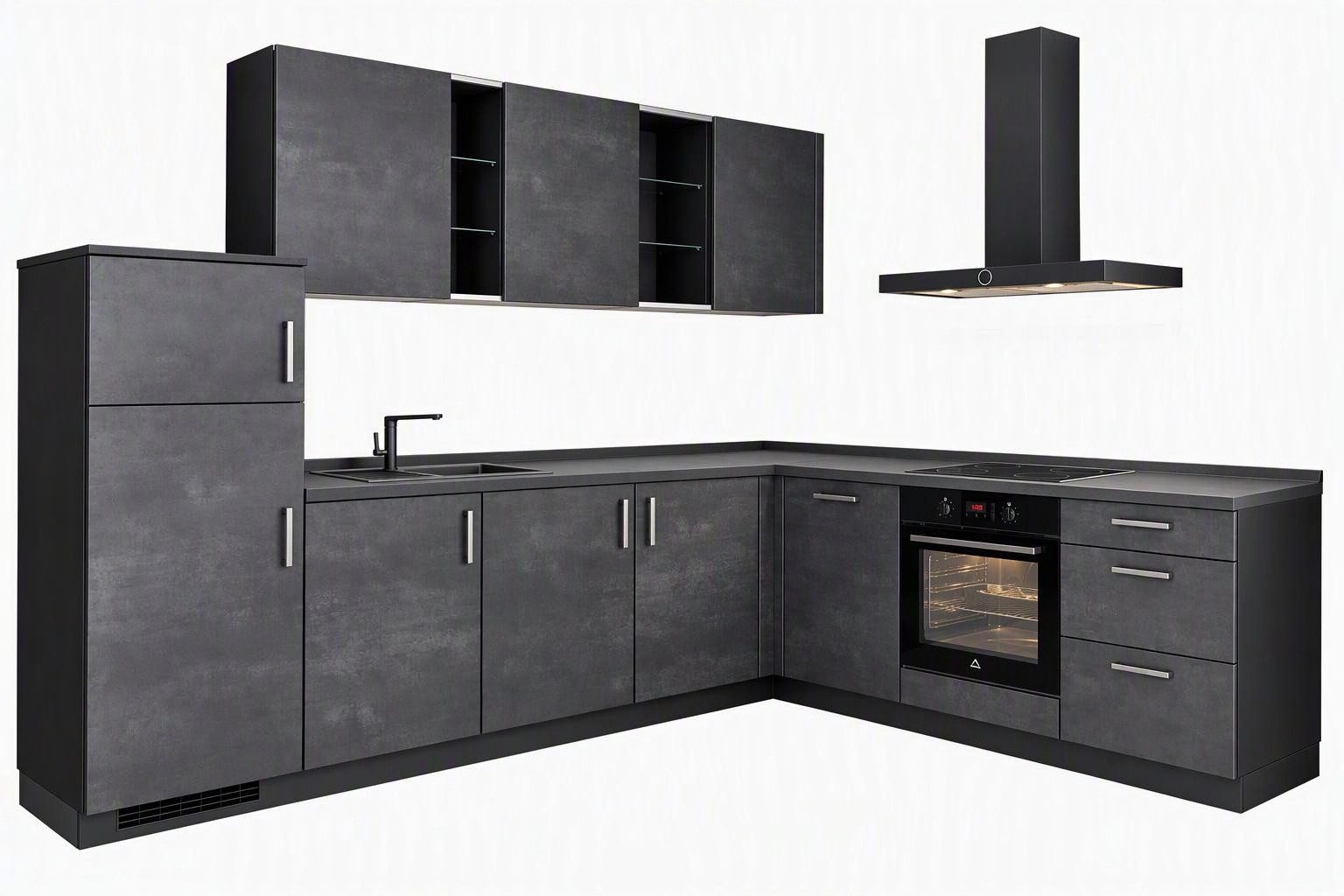 nobilia® Winkelküche Rouen, individuell anpassbar, gratis Küchenplanung mit Profis, (Breite 545cm), vormontiert, wahlw. mit E-Geräten, Preis inkl.Lieferung