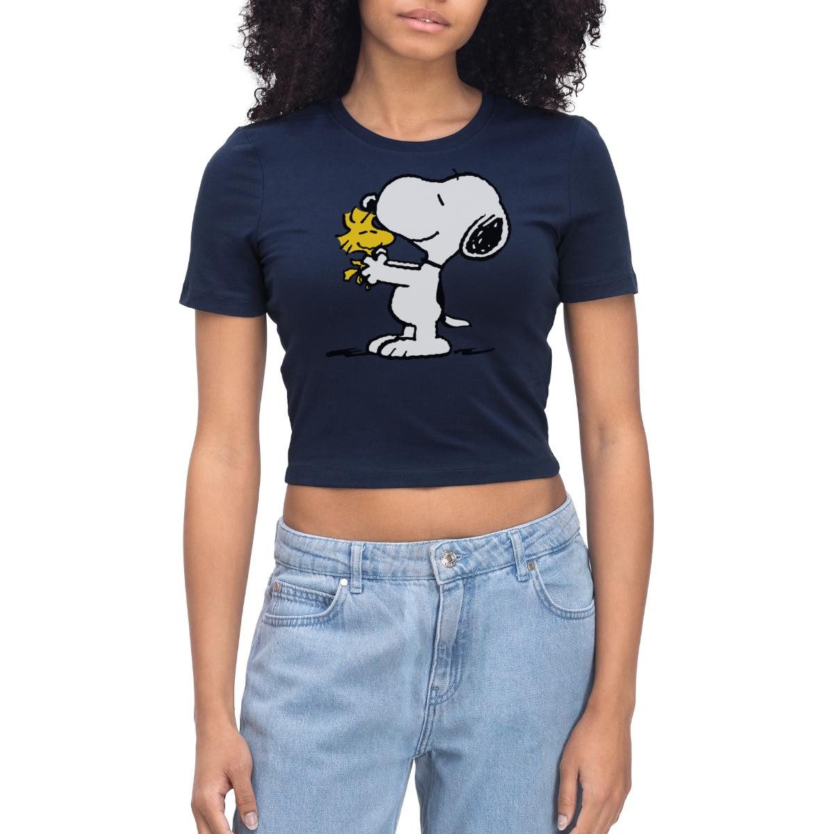Spreadshirt T-Shirt Peanuts Snoopy Und Woodstock Crop Top (1-tlg)