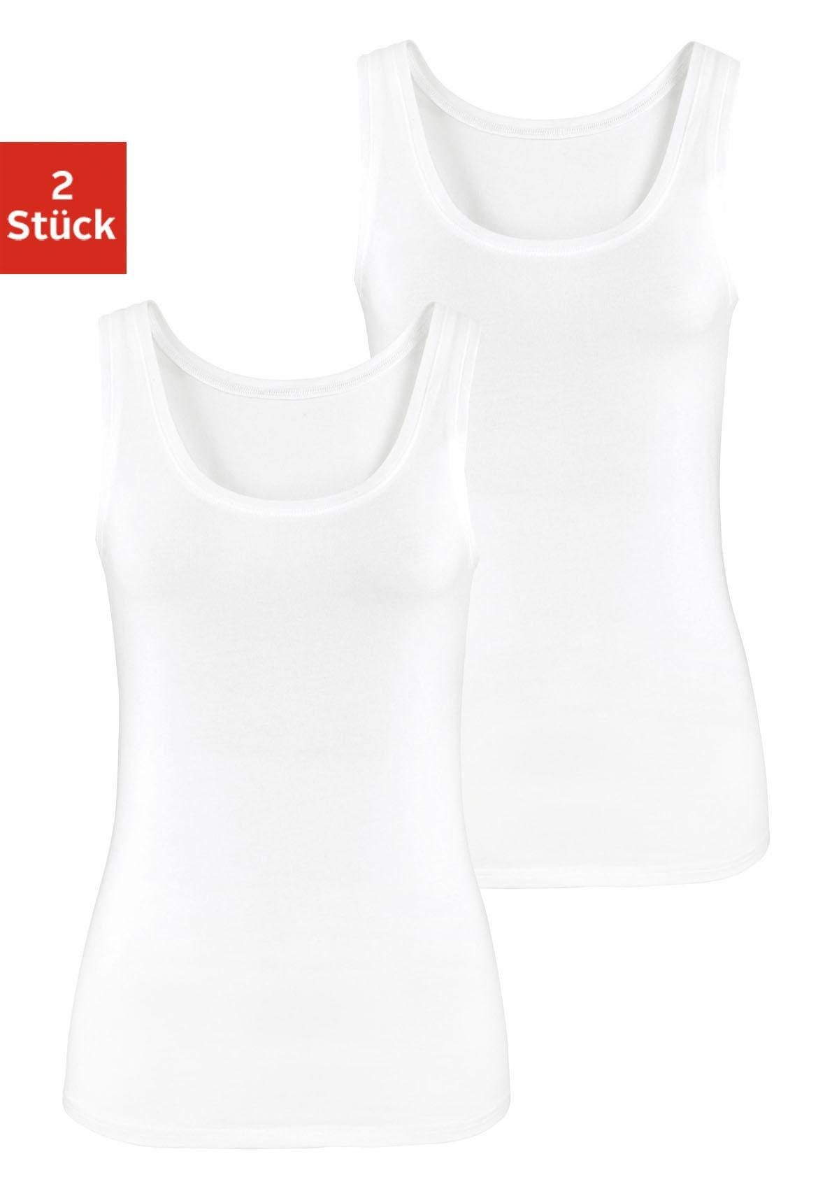 Vivance Tanktop (2er-Pack) aus elastischer Baumwoll-Qualität, Strandtop weiß